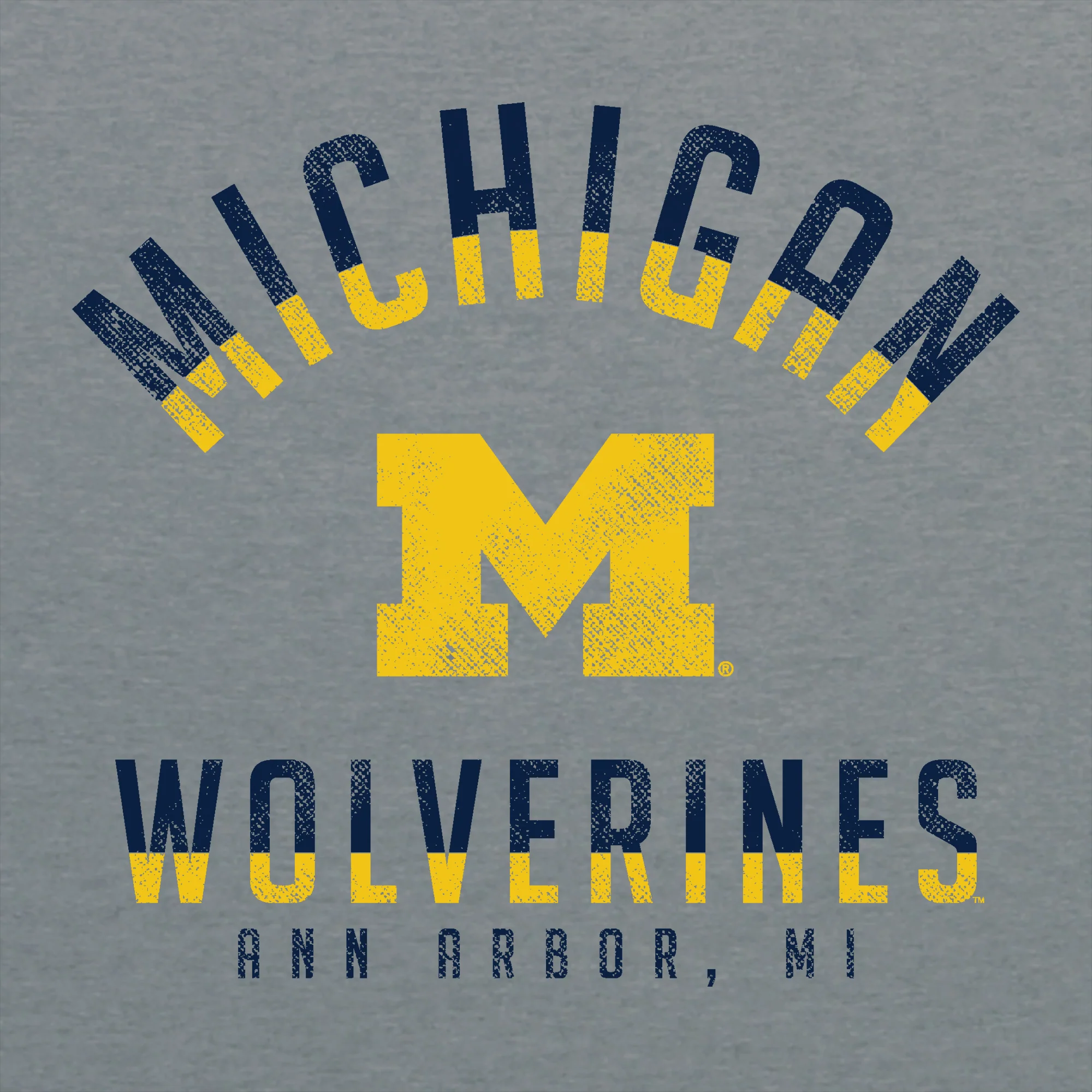 Division Arch University of Michigan Canvas Triblend Short Sleeve T Shirt - Athletic Grey - Image 2