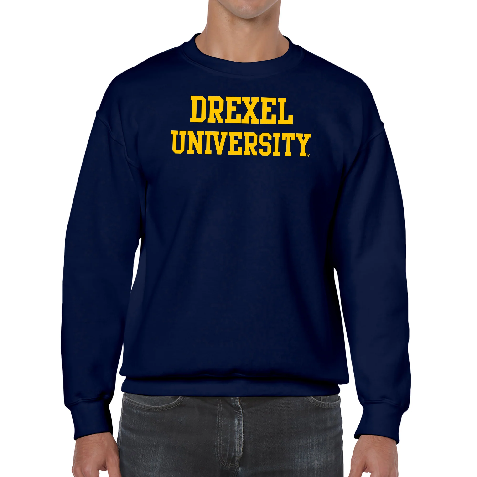 Drexel University Dragons Basic Block Crewneck Sweatshirt - Navy - Image 3