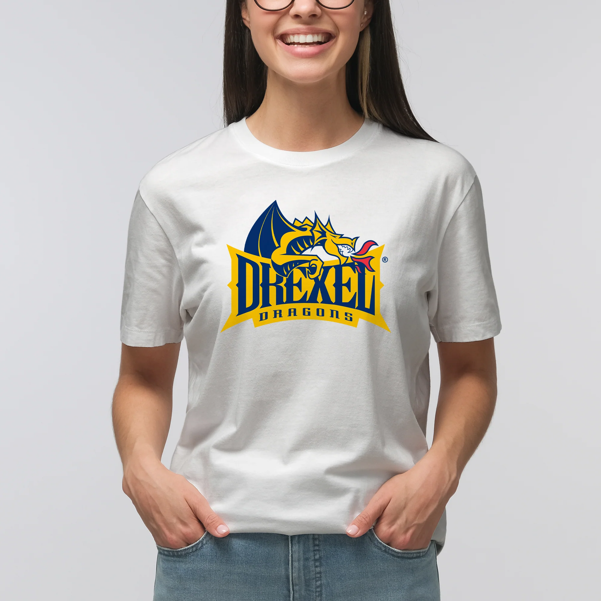 Drexel University Dragons Primary Logo T-Shirt - White - Image 4
