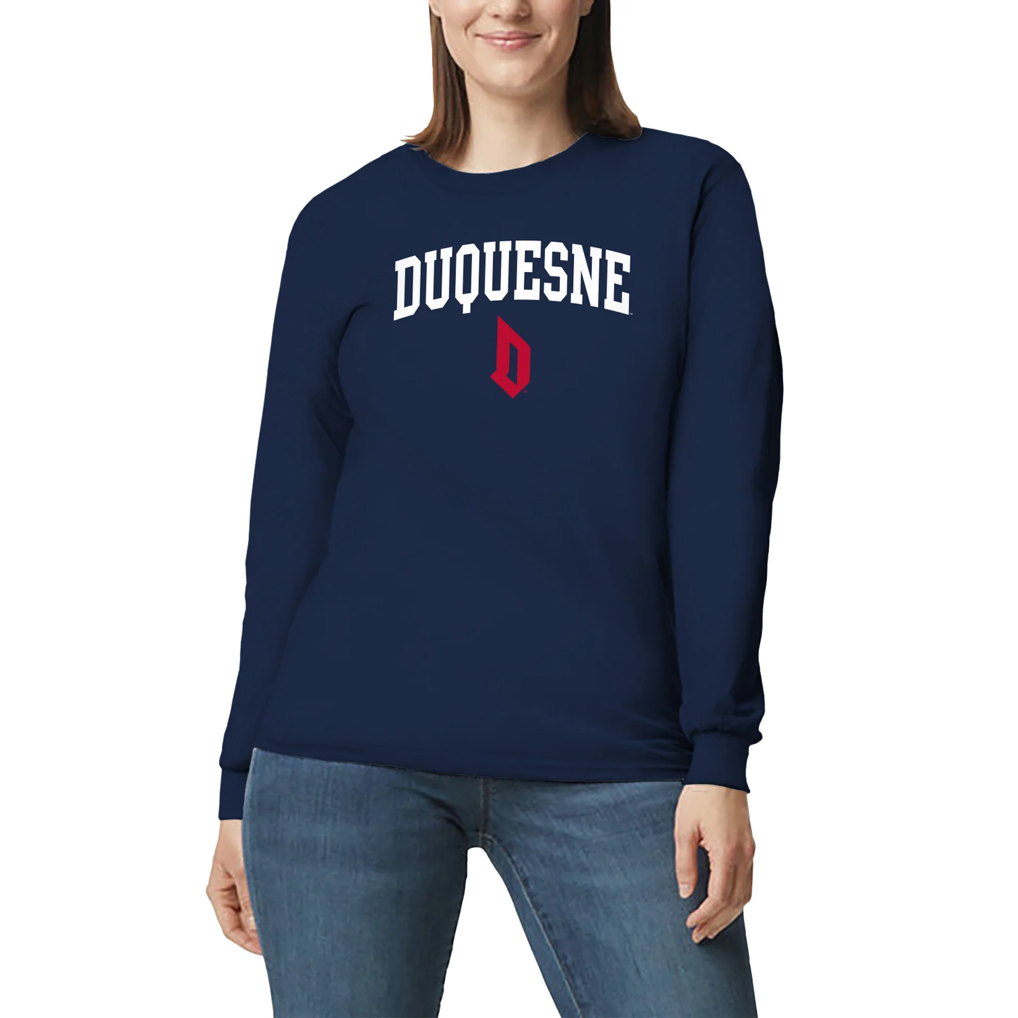 Duquesne Arch Logo Long Sleeve - Navy - Image 4