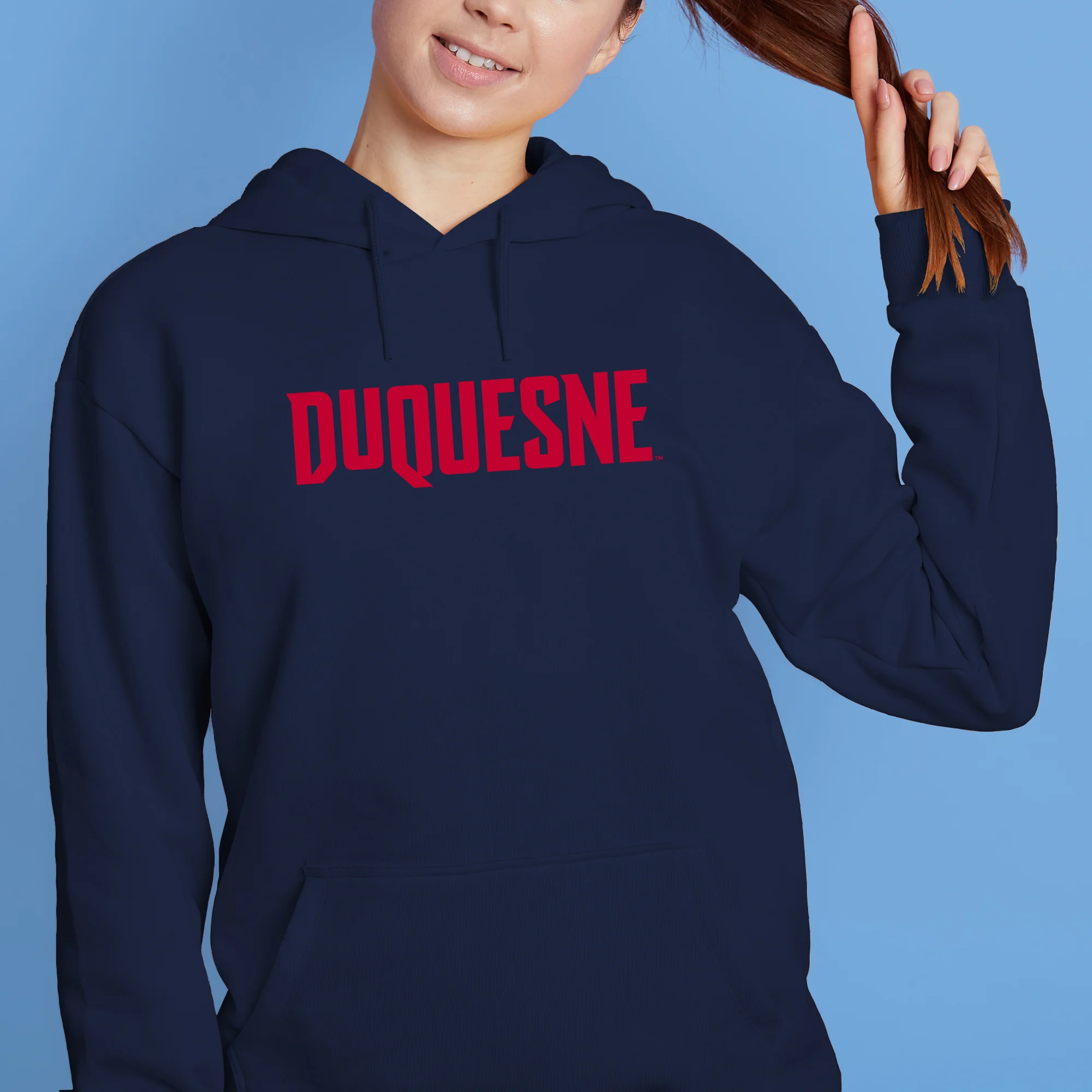 Duquesne Basic Block Hoodie - Navy - Image 4