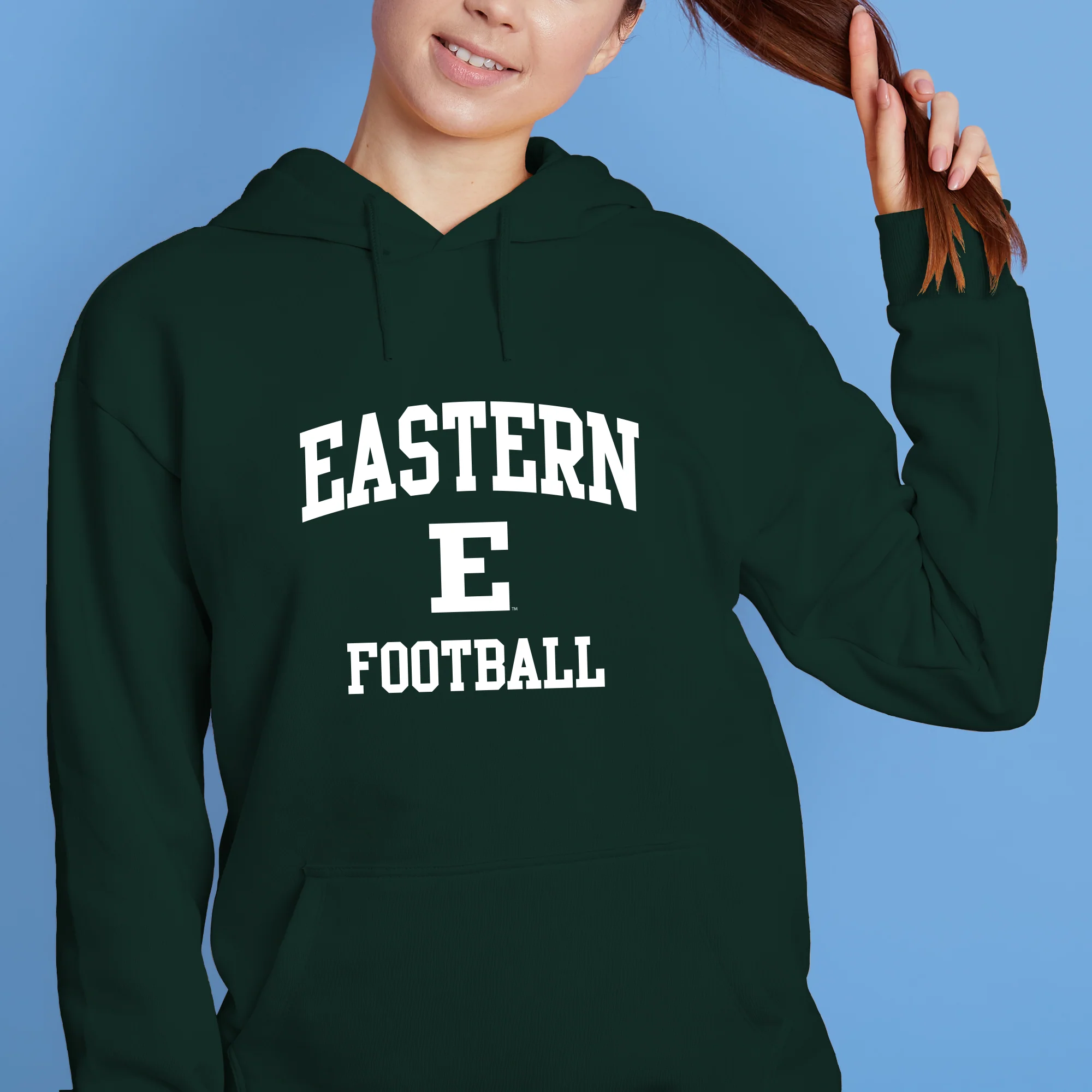 Eastern Michigan Arch Logo Football Hoodie - Forest - Image 4