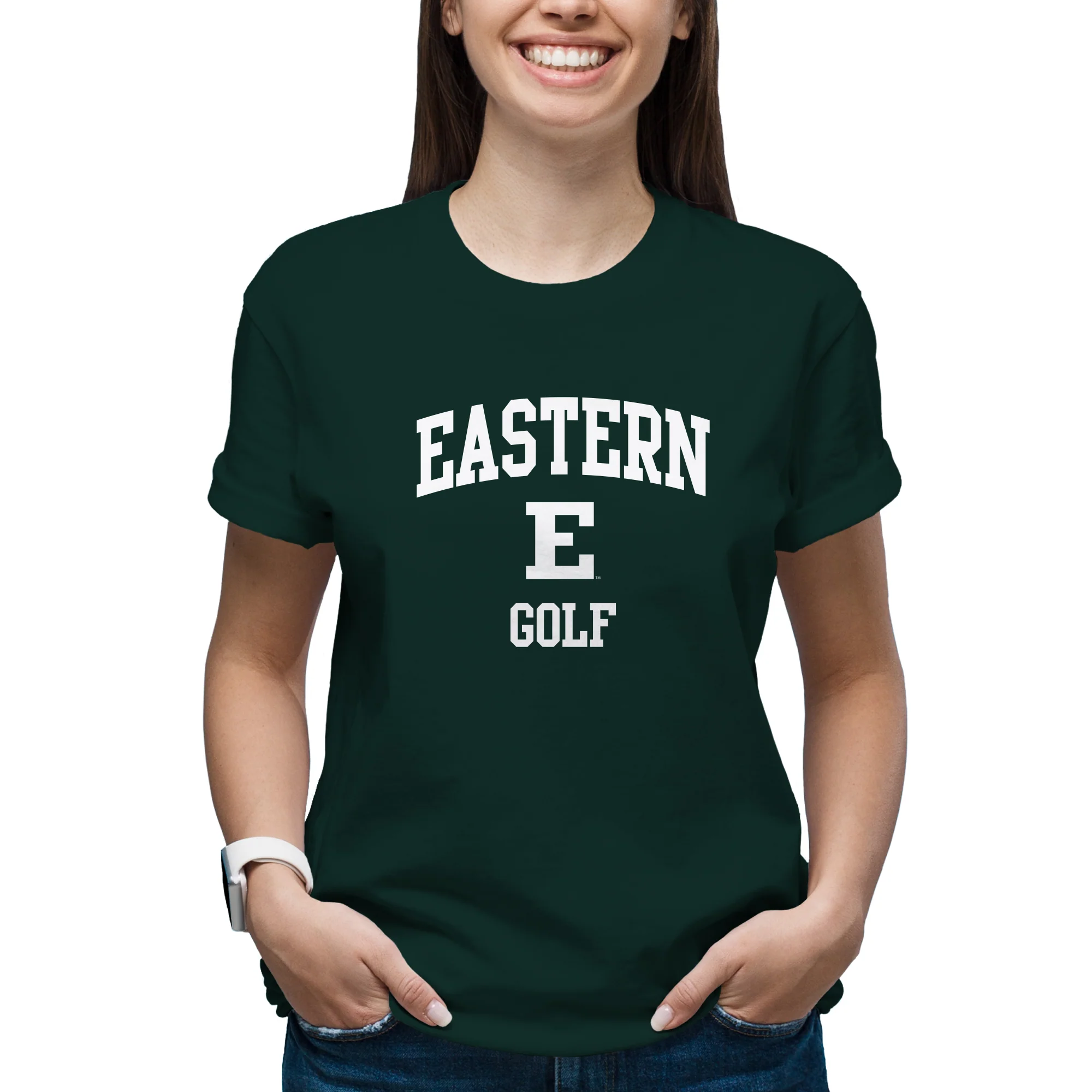 Eastern Michigan Arch Logo Golf T-Shirt - Forest - Image 4