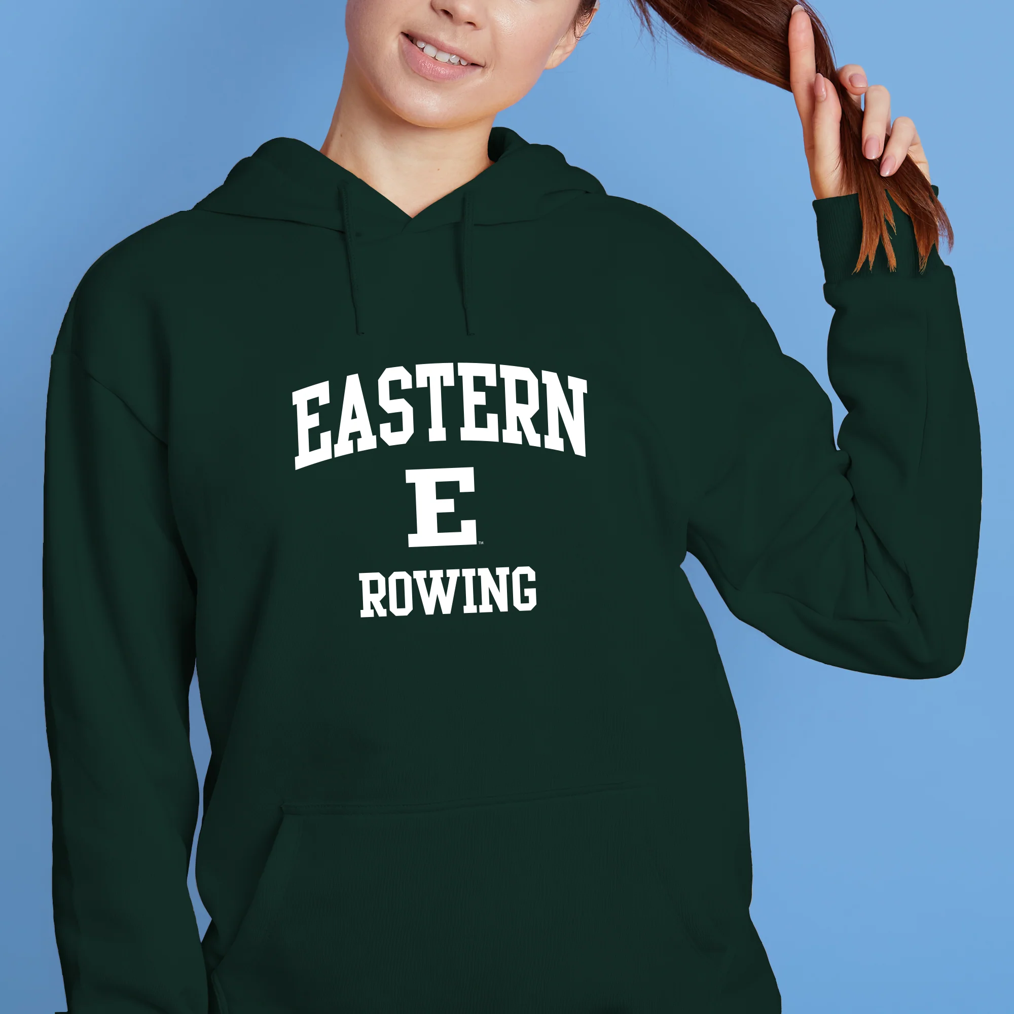 Eastern Michigan Arch Logo Rowing Hoodie - Forest - Image 4