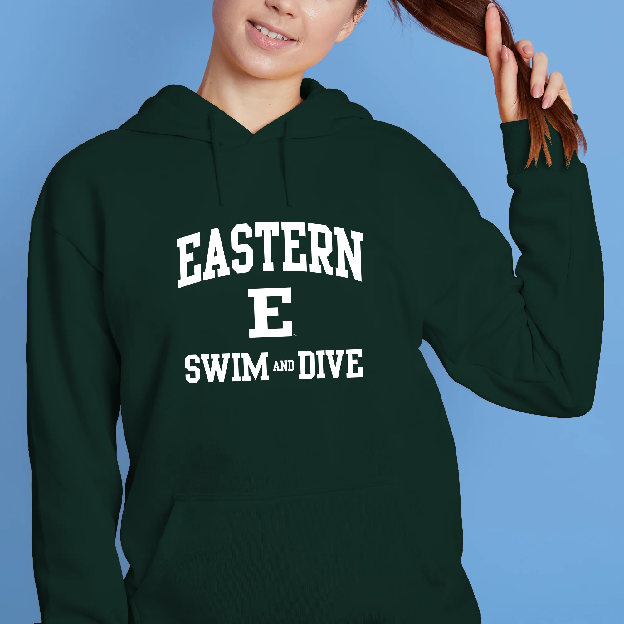 Eastern Michigan Arch Logo Swim & Dive Hoodie - Forest - Image 4