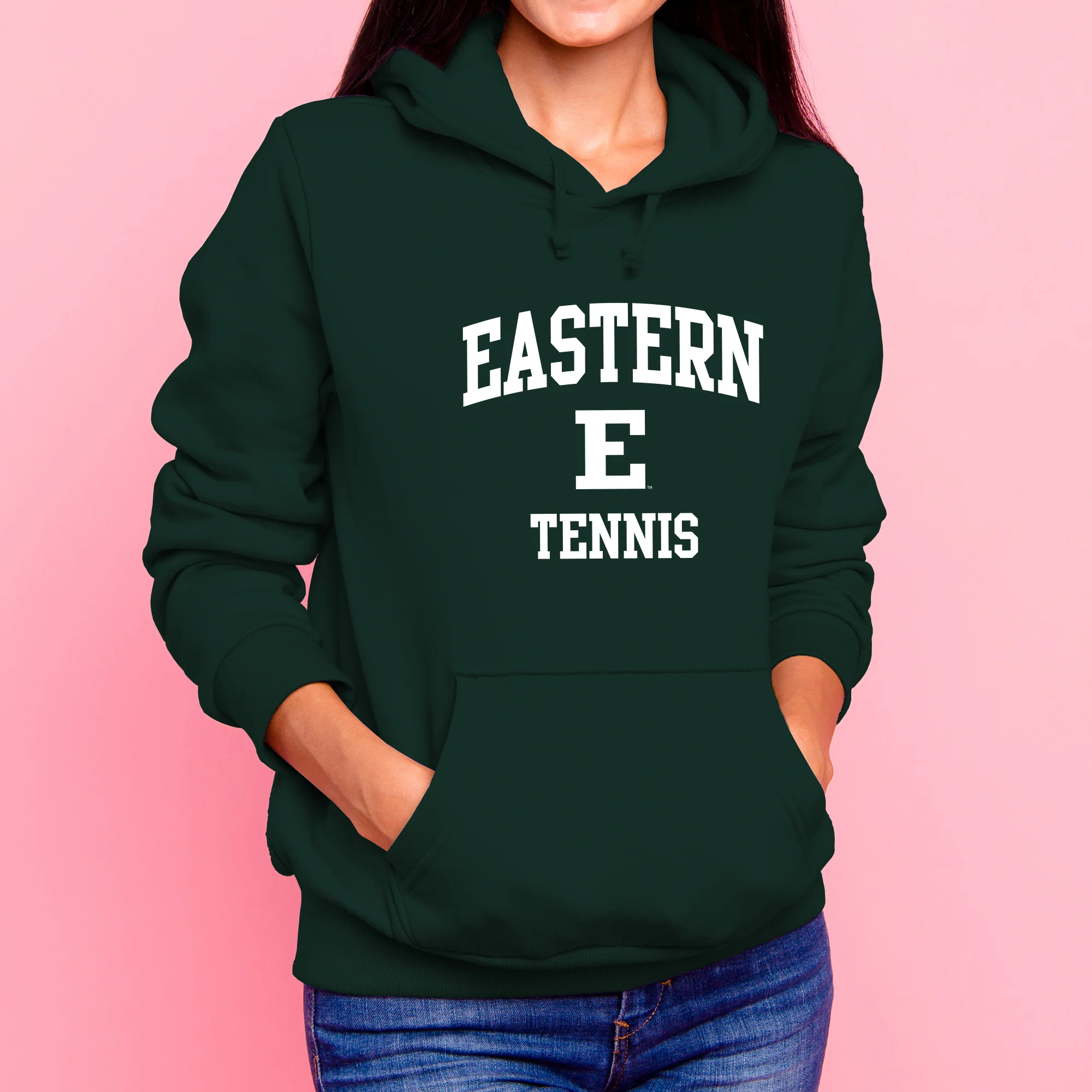 Eastern Michigan Arch Logo Tennis Hoodie - Forest - Image 4