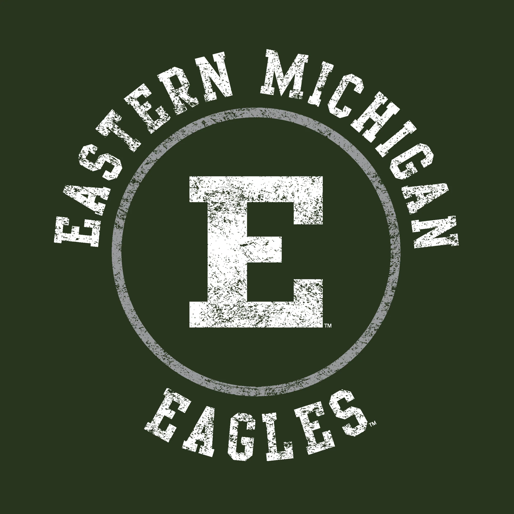 Eastern Michigan University Eagles Distressed Circle Logo Youth Short Sleeve T Shirt - Forest - Image 2