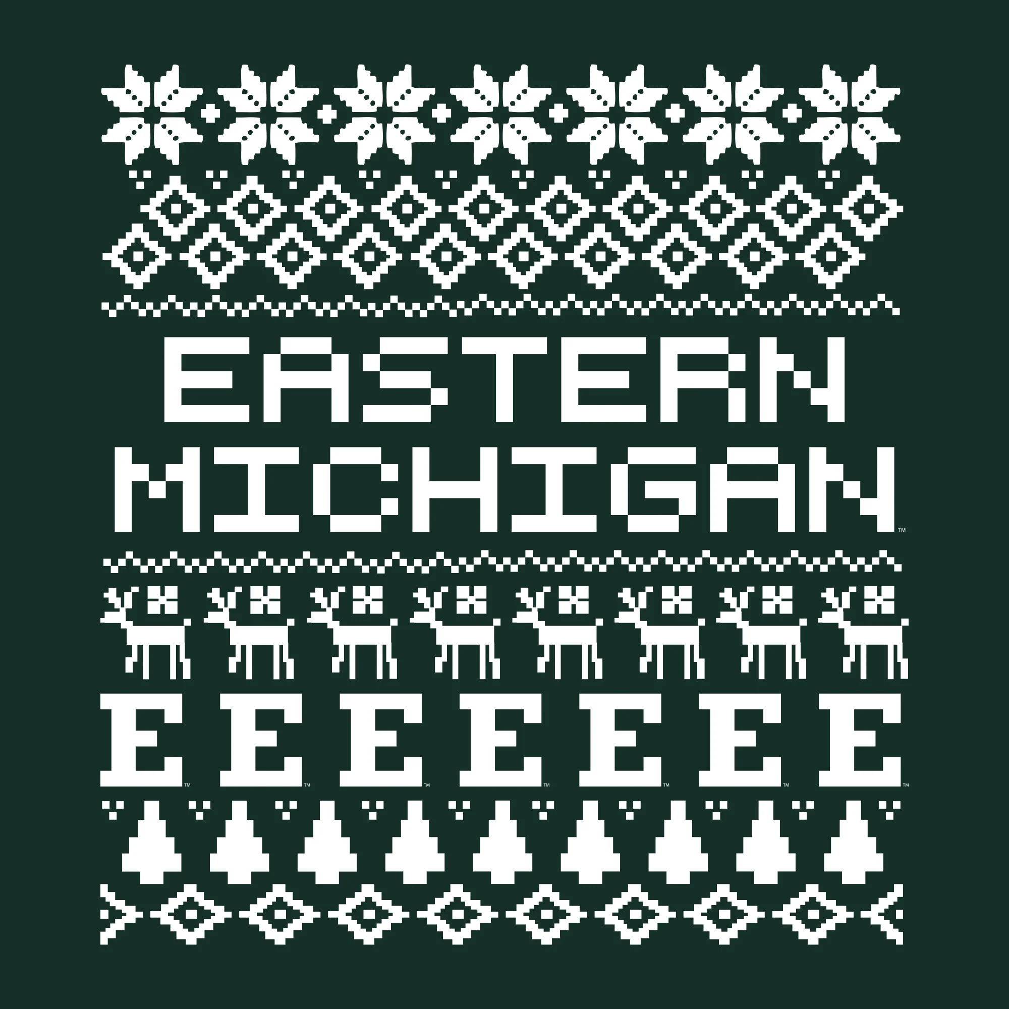Eastern Michigan Holiday Sweater T-Shirt - Forest - Image 2