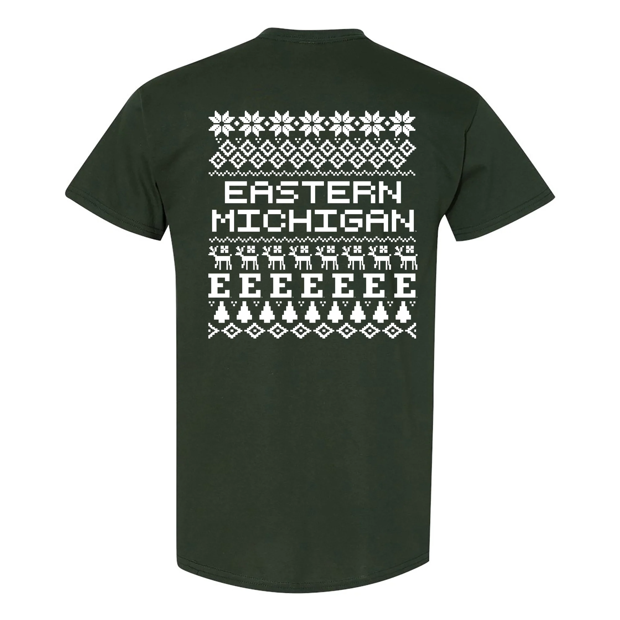 Eastern Michigan Holiday Sweater T-Shirt - Forest - Image 3