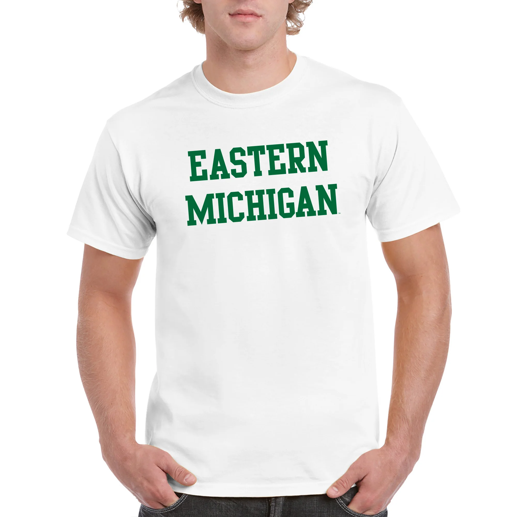 Eastern Michigan University Eagles Basic Block Short Sleeve T Shirt - White - Image 3