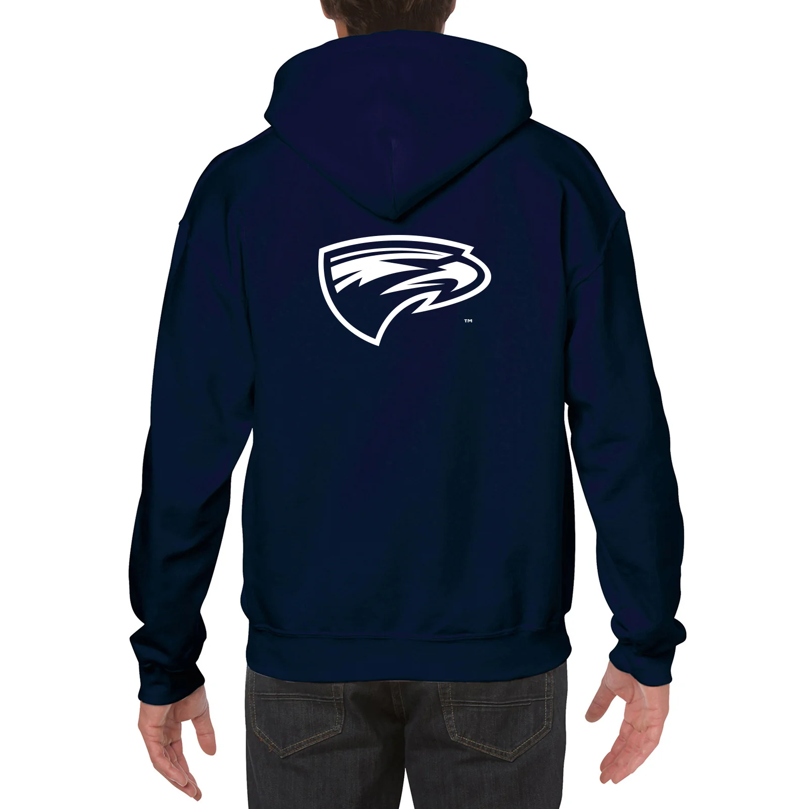 Emory University Eagles Front Back Print Heavy Blend Hoodie - Navy - Image 5