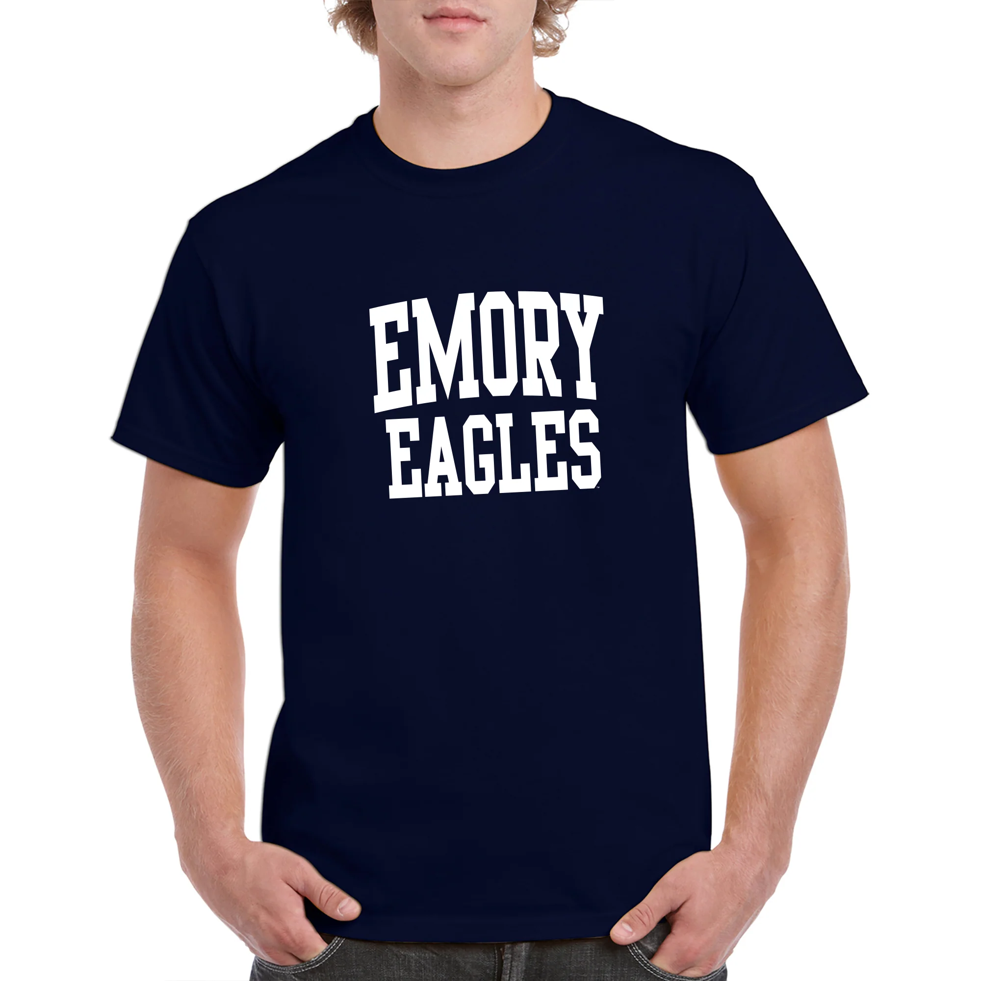 Emory University Eagles Front Back Print Short Sleeve T Shirt - Navy - Image 3