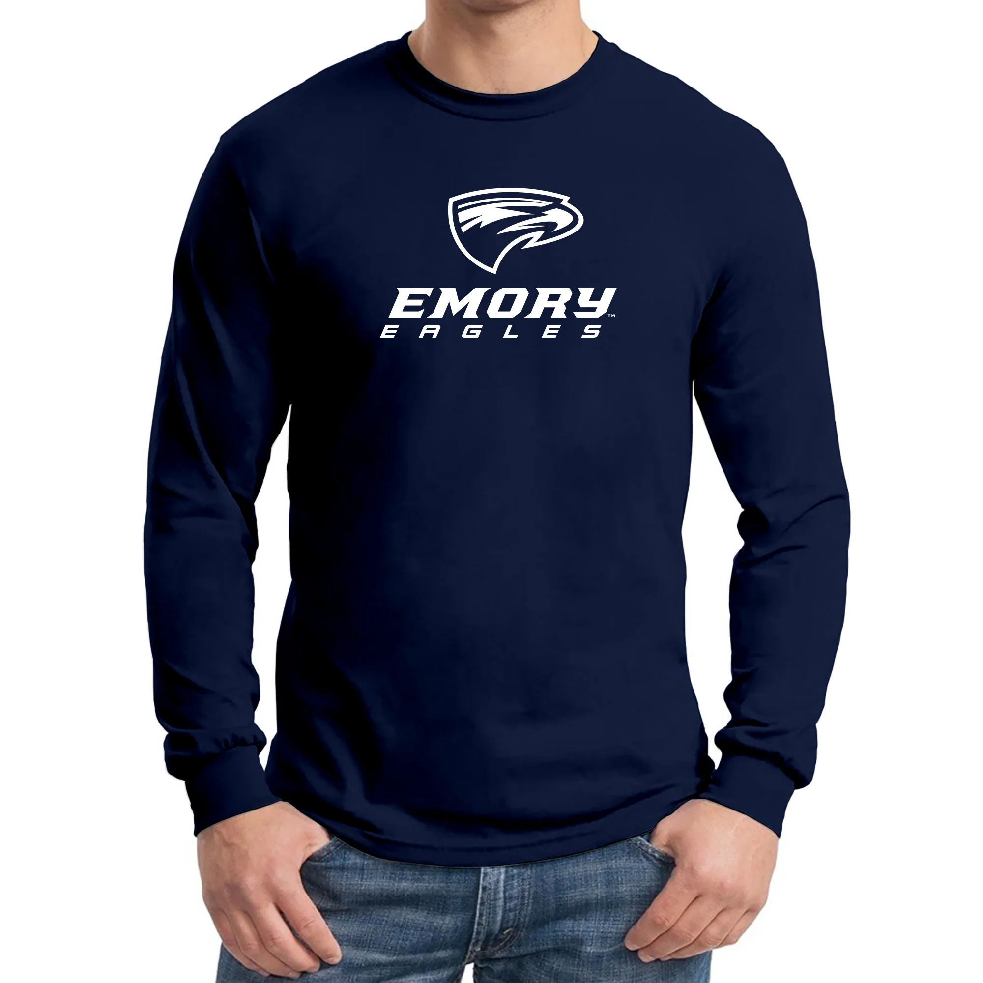 Emory University Eagles Primary Logo Long Sleeve T-Shirt - Navy - Image 3