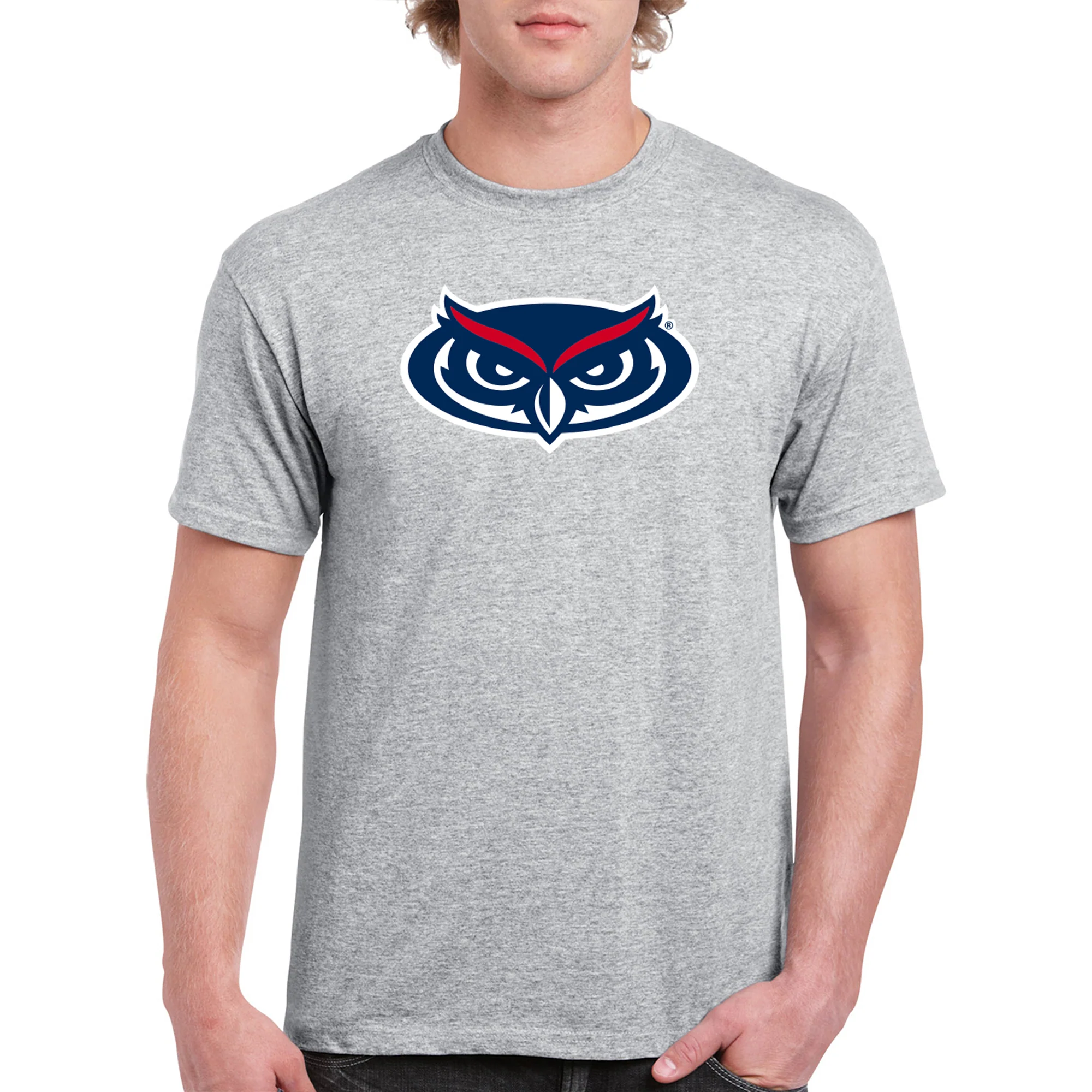 Florida Atlantic Owls Primary Logo T Shirt - Sport Grey - Image 3