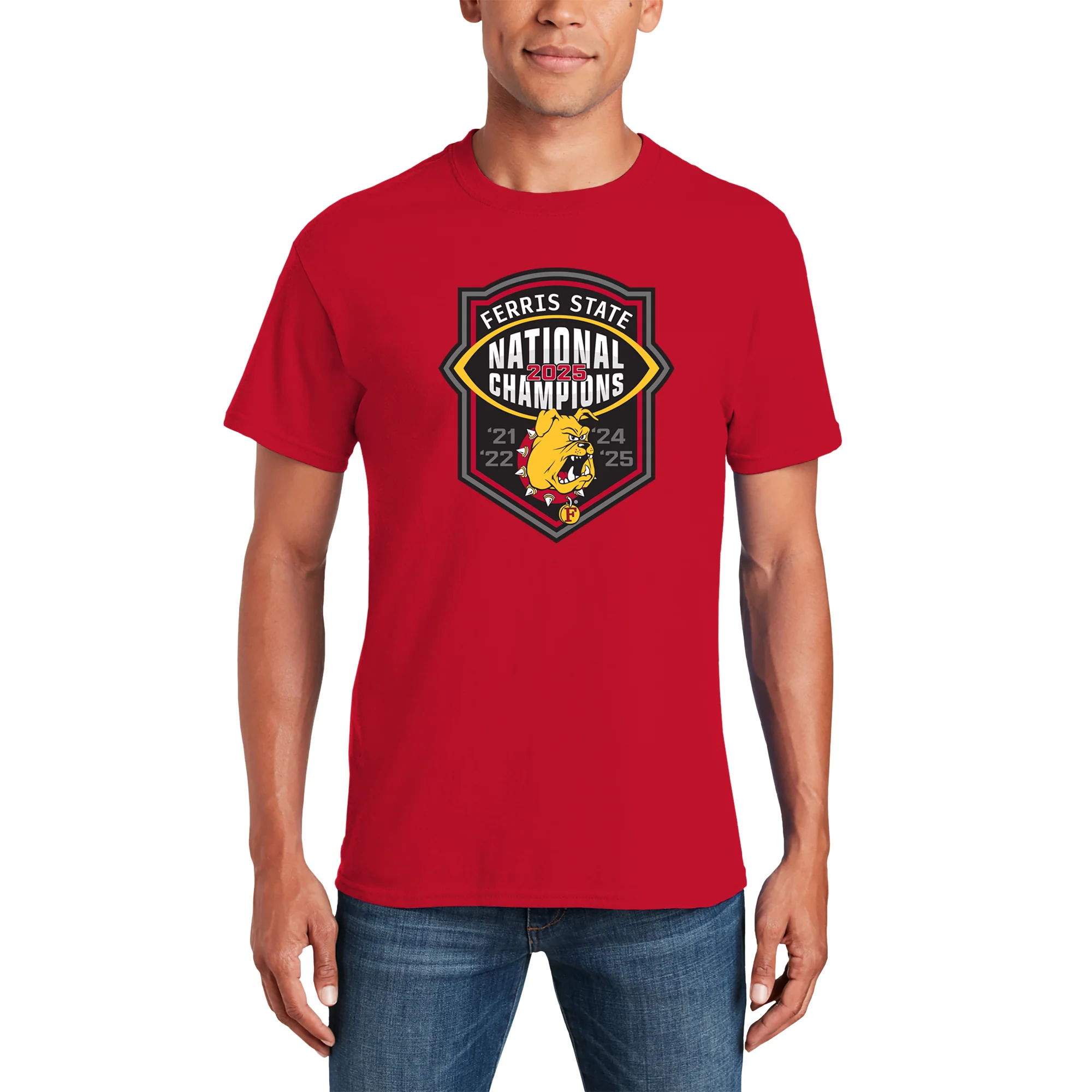 Ferris State 2025 Football National Champions T-Shirt - Red - Image 3