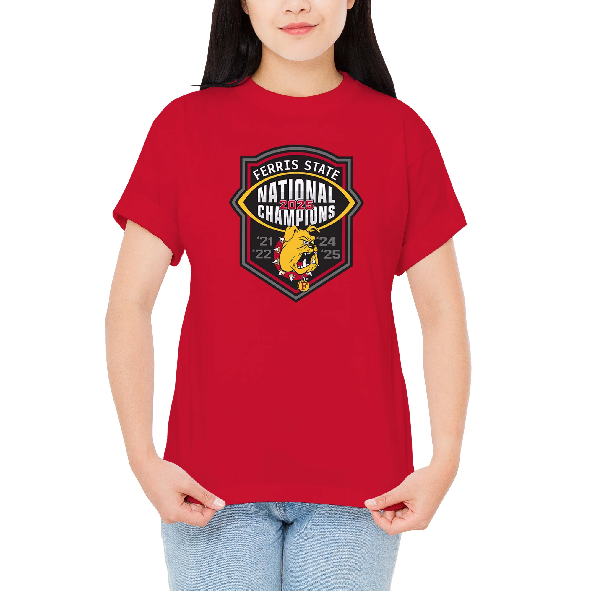 Ferris State 2025 Football National Champions T-Shirt - Red - Image 4