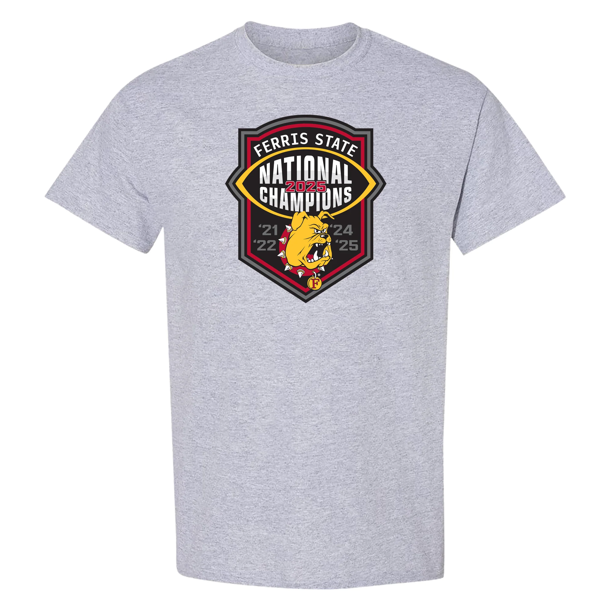 Ferris State 2025 Football National Champions T-Shirt - Sport Grey