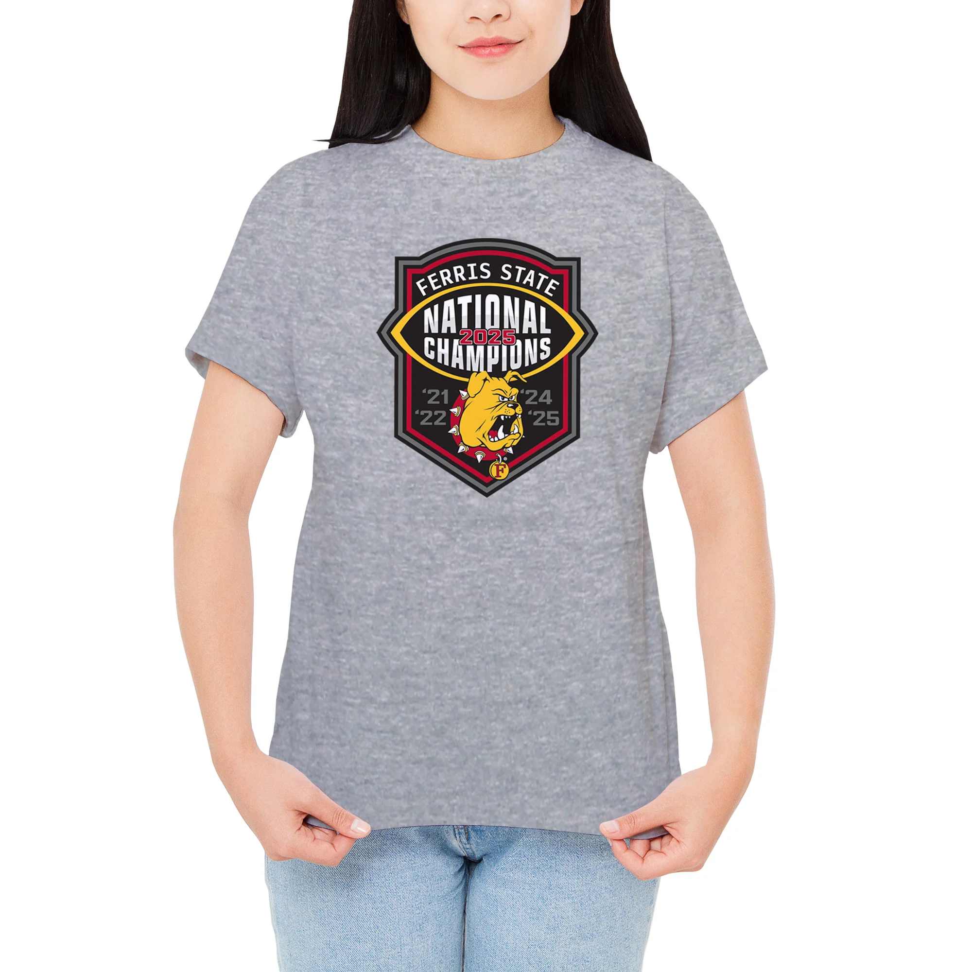 Ferris State 2025 Football National Champions T-Shirt - Sport Grey - Image 4