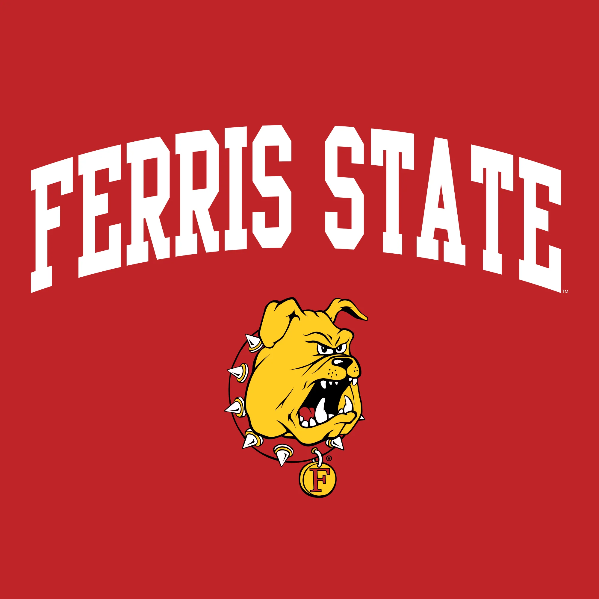 Ferris State University Bulldogs Arch Logo Long Sleeve T Shirt - Red - Image 2