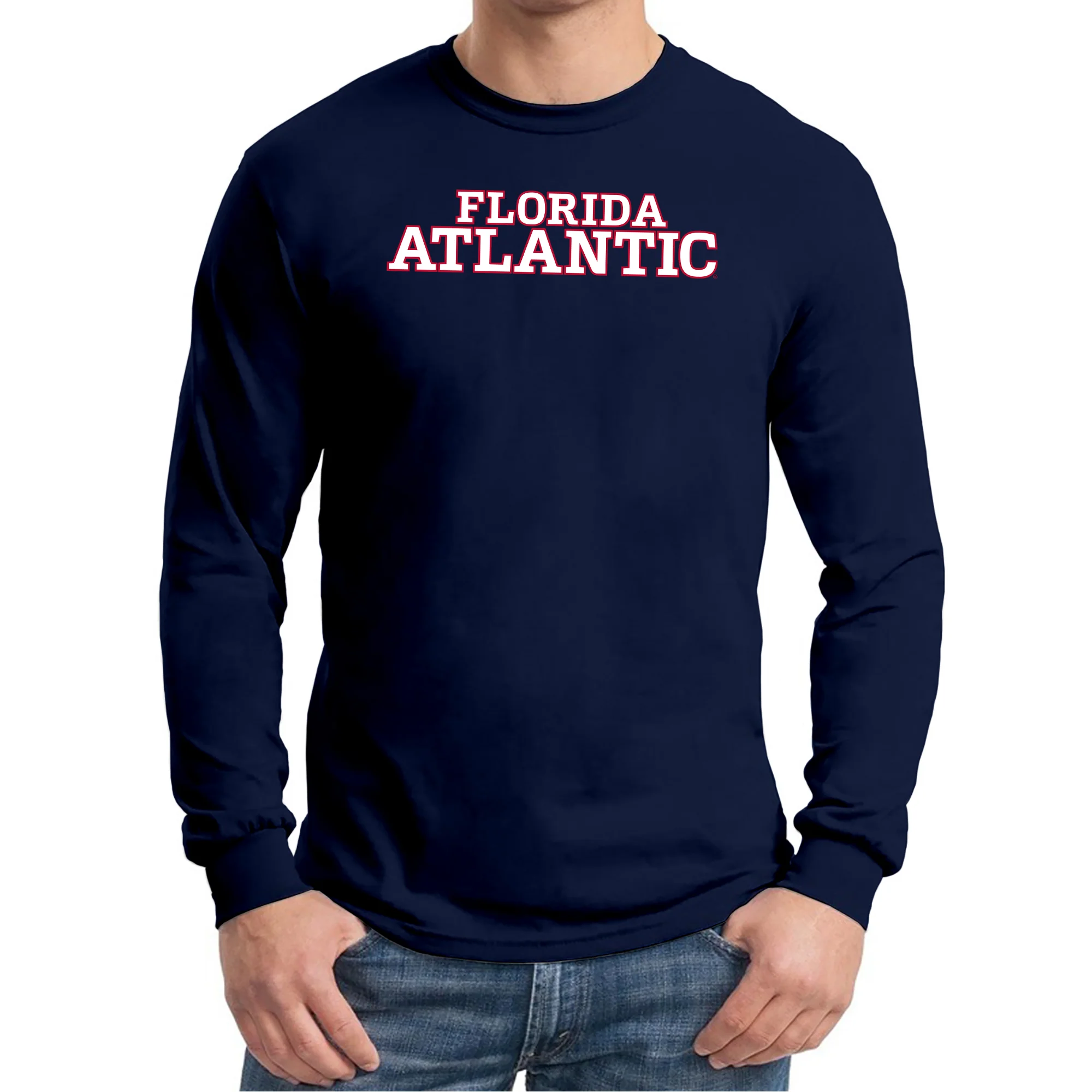 Florida Atlantic University Owls Basic Block Long Sleeve T-Shirt - Navy - Image 3