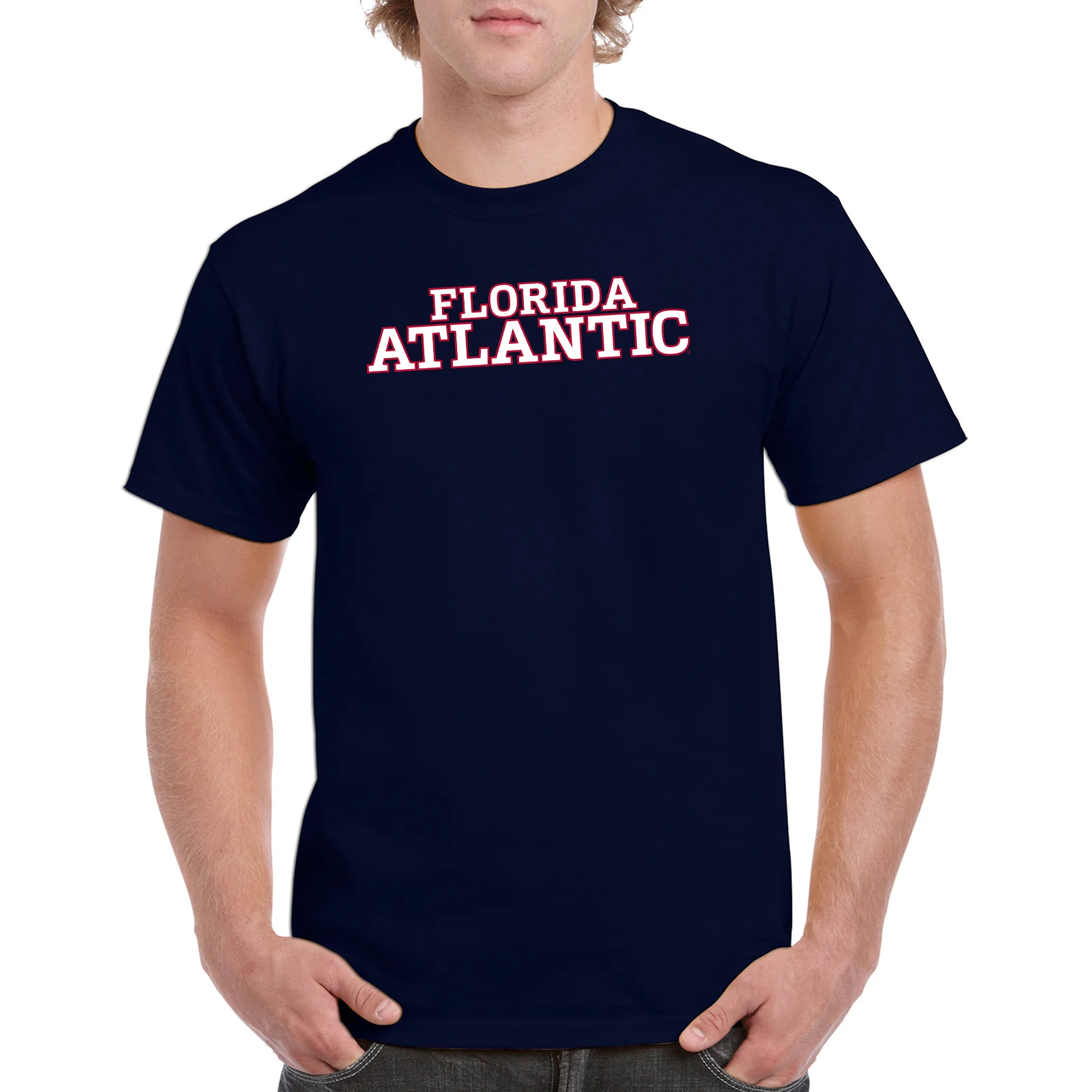 Florida Atlantic University Owls Basic Block Short Sleeve T Shirt - Navy - Image 3