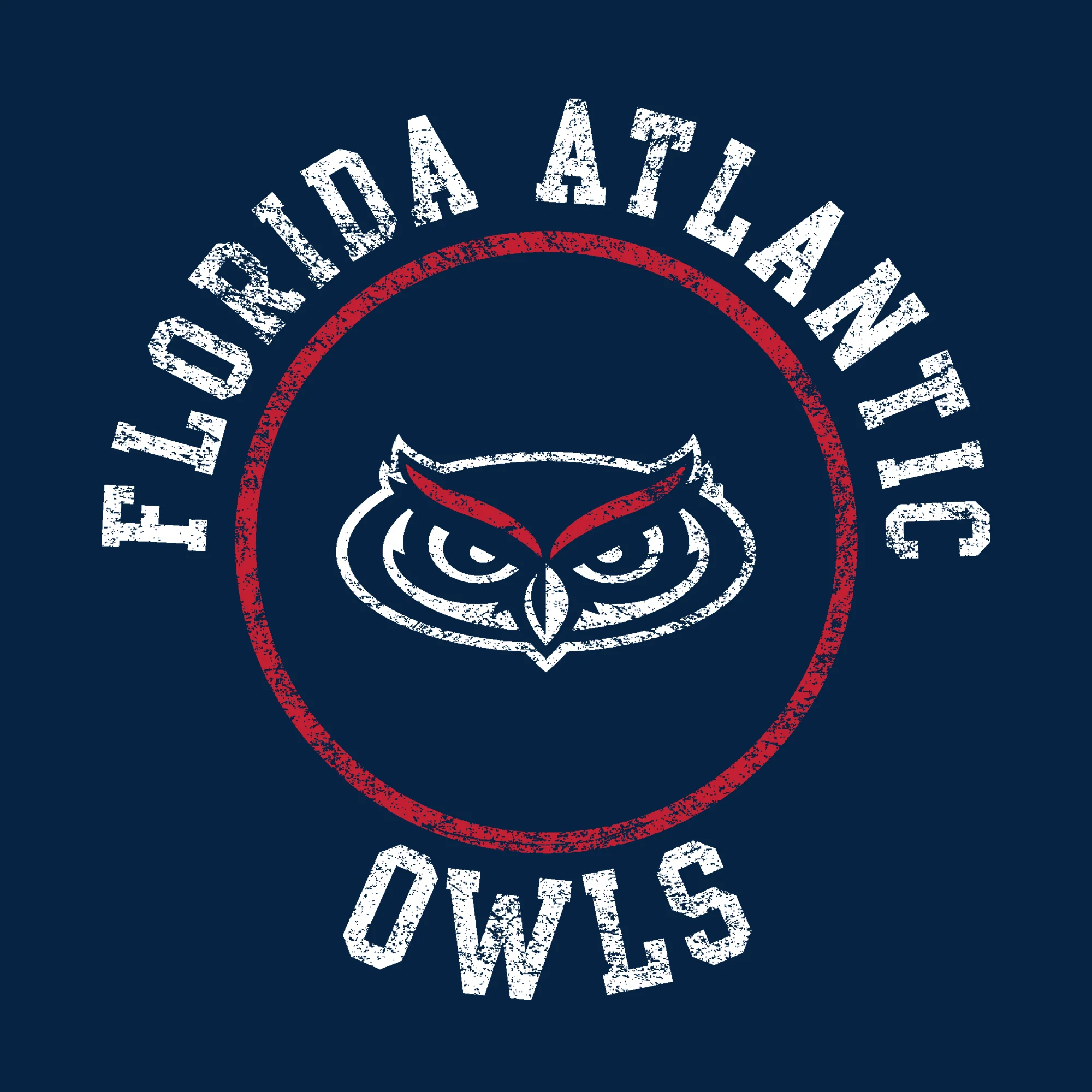 Florida Atlantic University Owls Distressed Circle Logo Short Sleeve T Shirt - Navy - Image 2