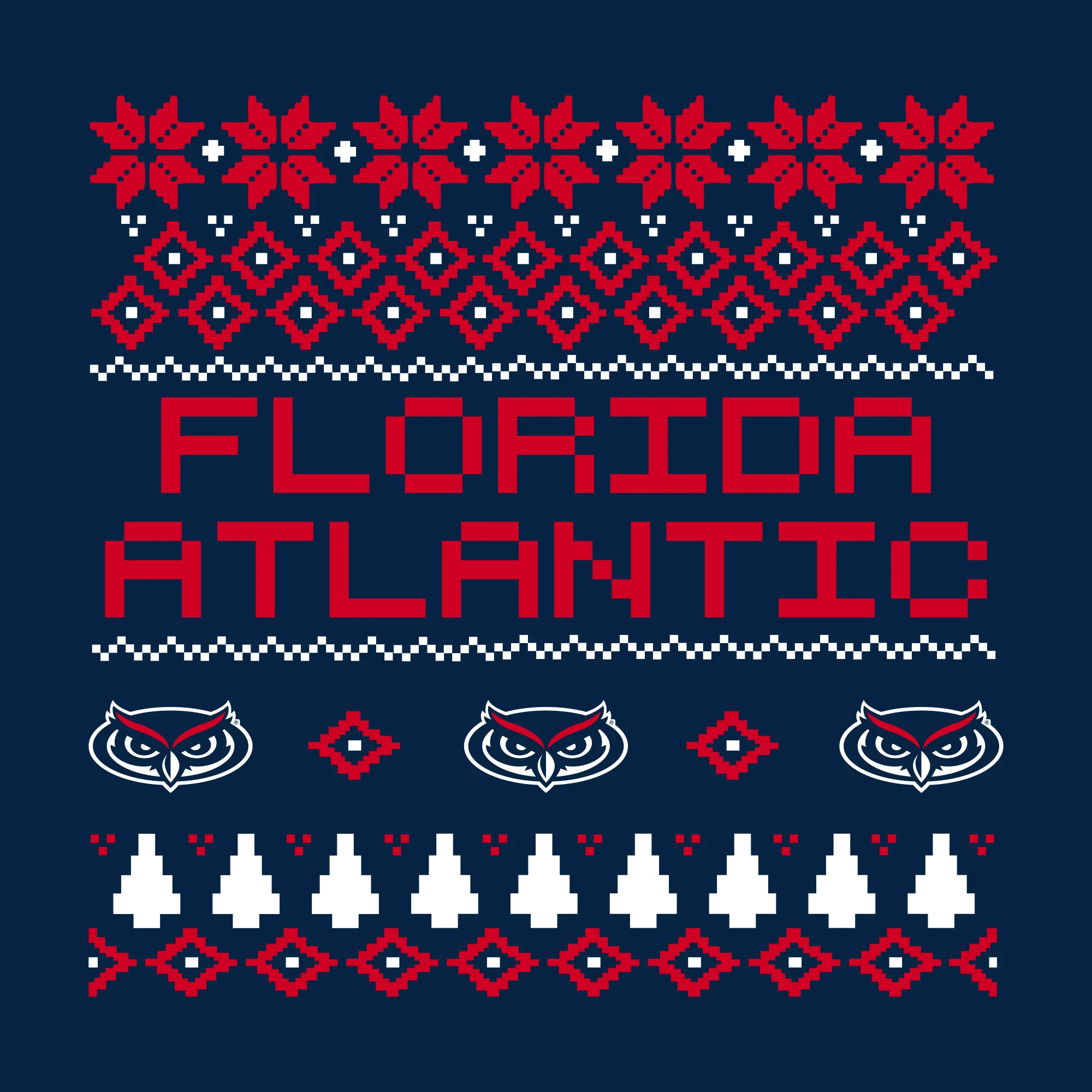 Florida Atlantic Holiday Sweater T-Shirt - Navy - Image 2