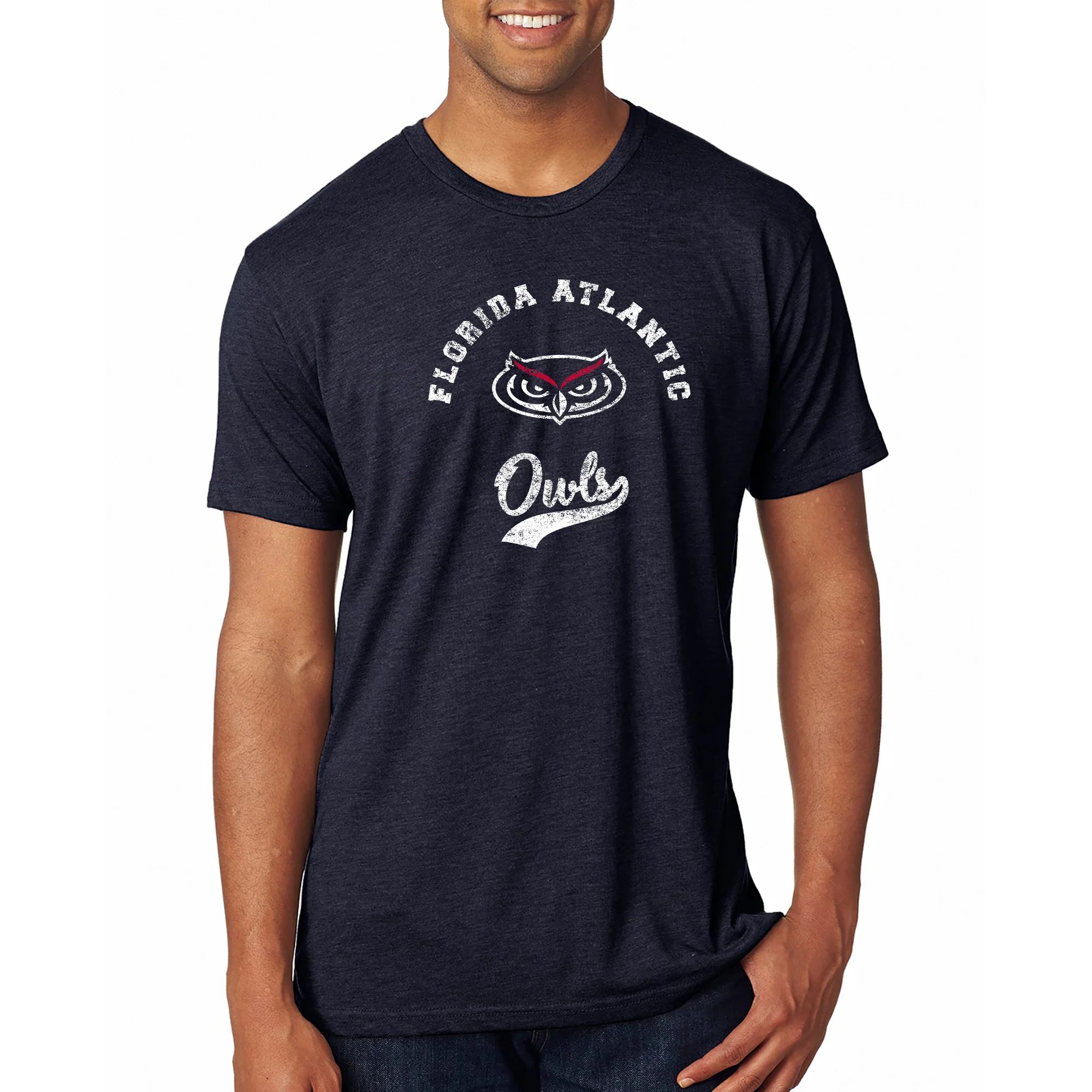 Florida Atlantic Retro Script NLA Triblend - Vintage Navy - Image 3