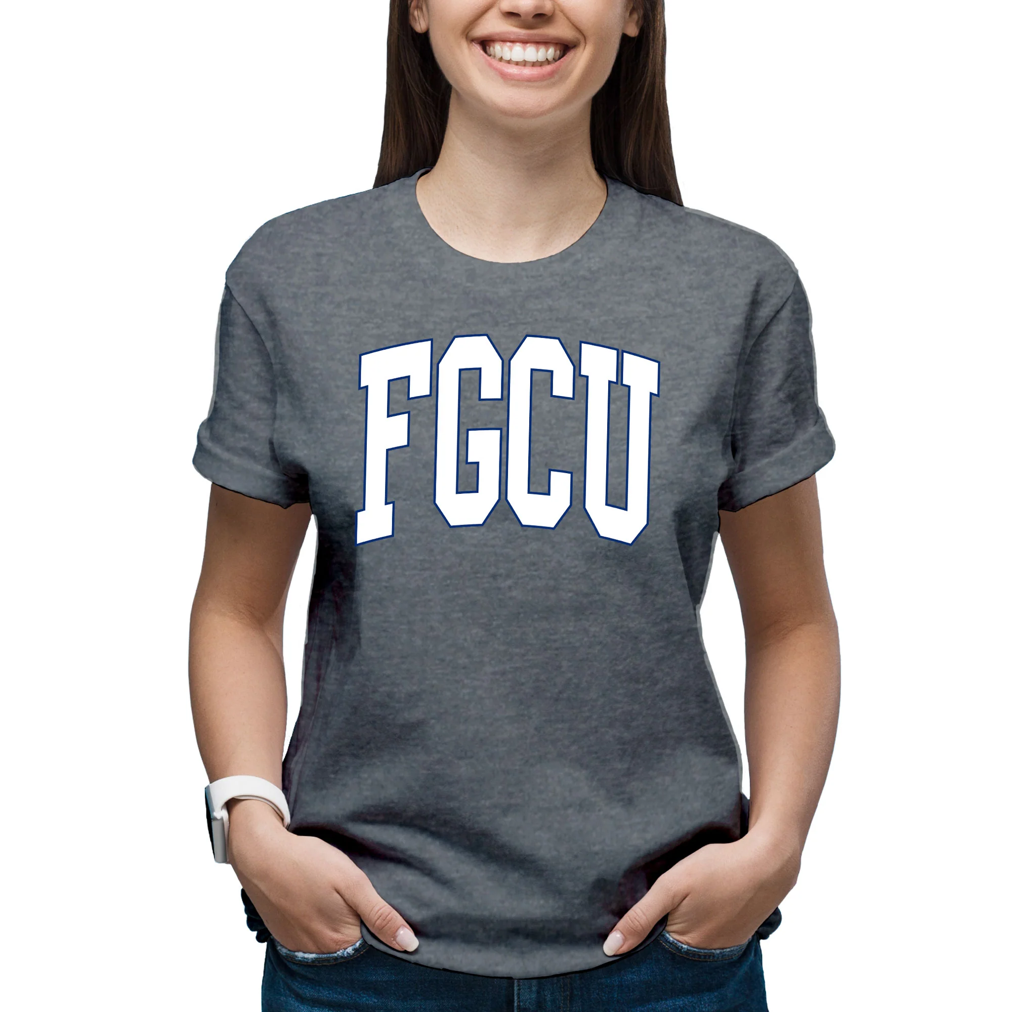 Florida Gulf Coast Eagles Mega Arch T-Shirt - Graphite Heather - Image 4