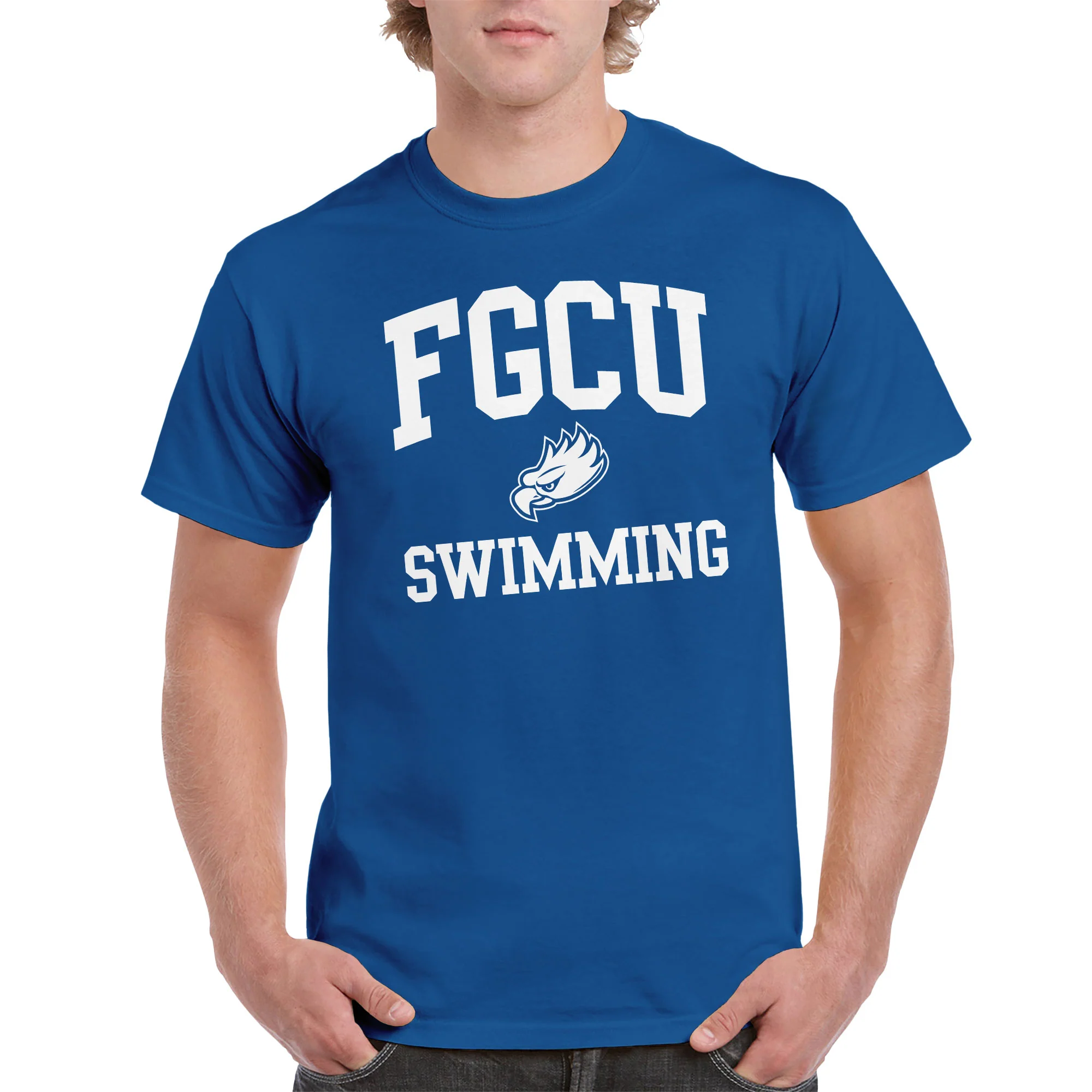 Florida Gulf Coast University Eagles Arch Logo Swimming Short Sleeve T Shirt - Royal - Image 3