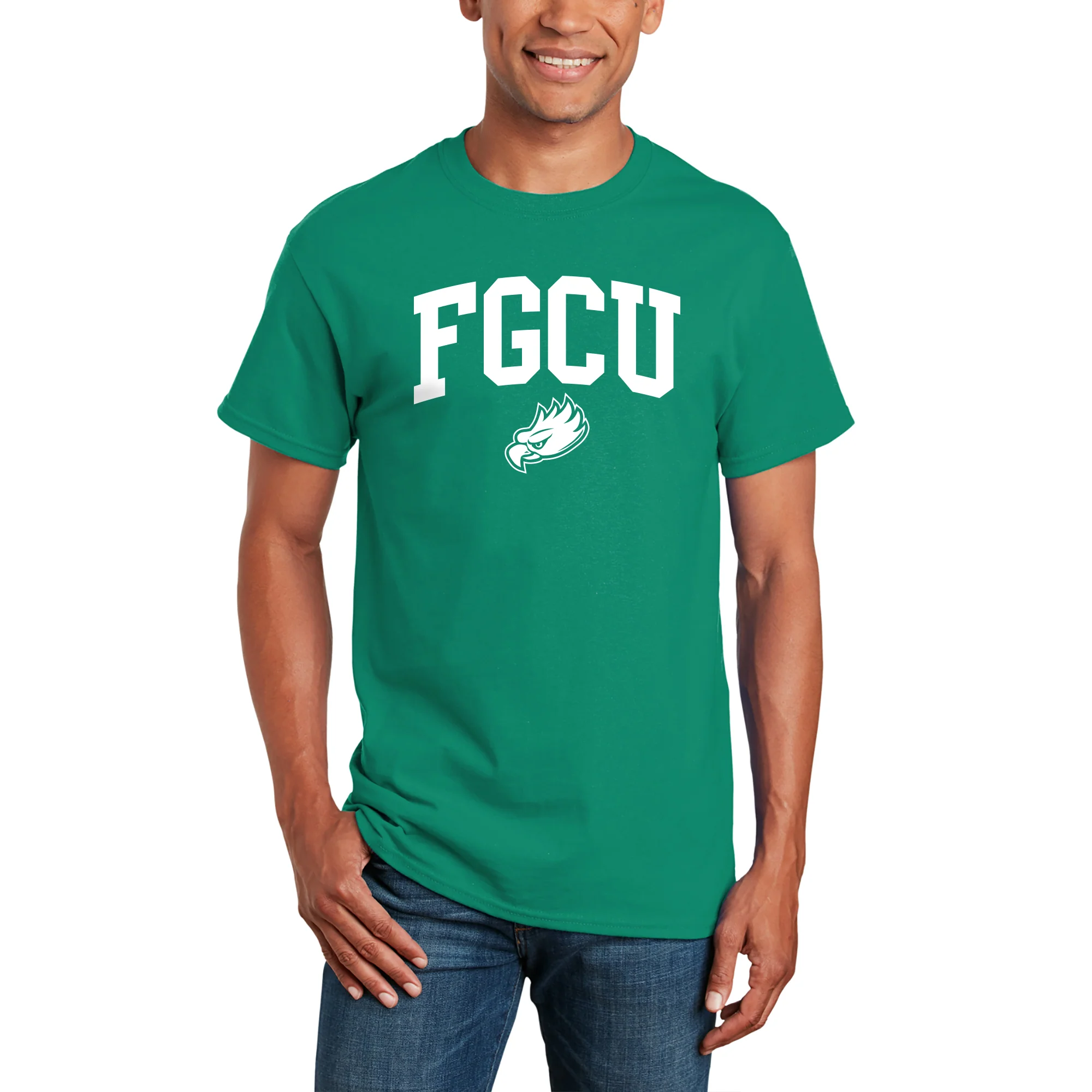 Florida Gulf Coast University Eagles Arch Logo Short Sleeve T Shirt - Kelly - Image 3