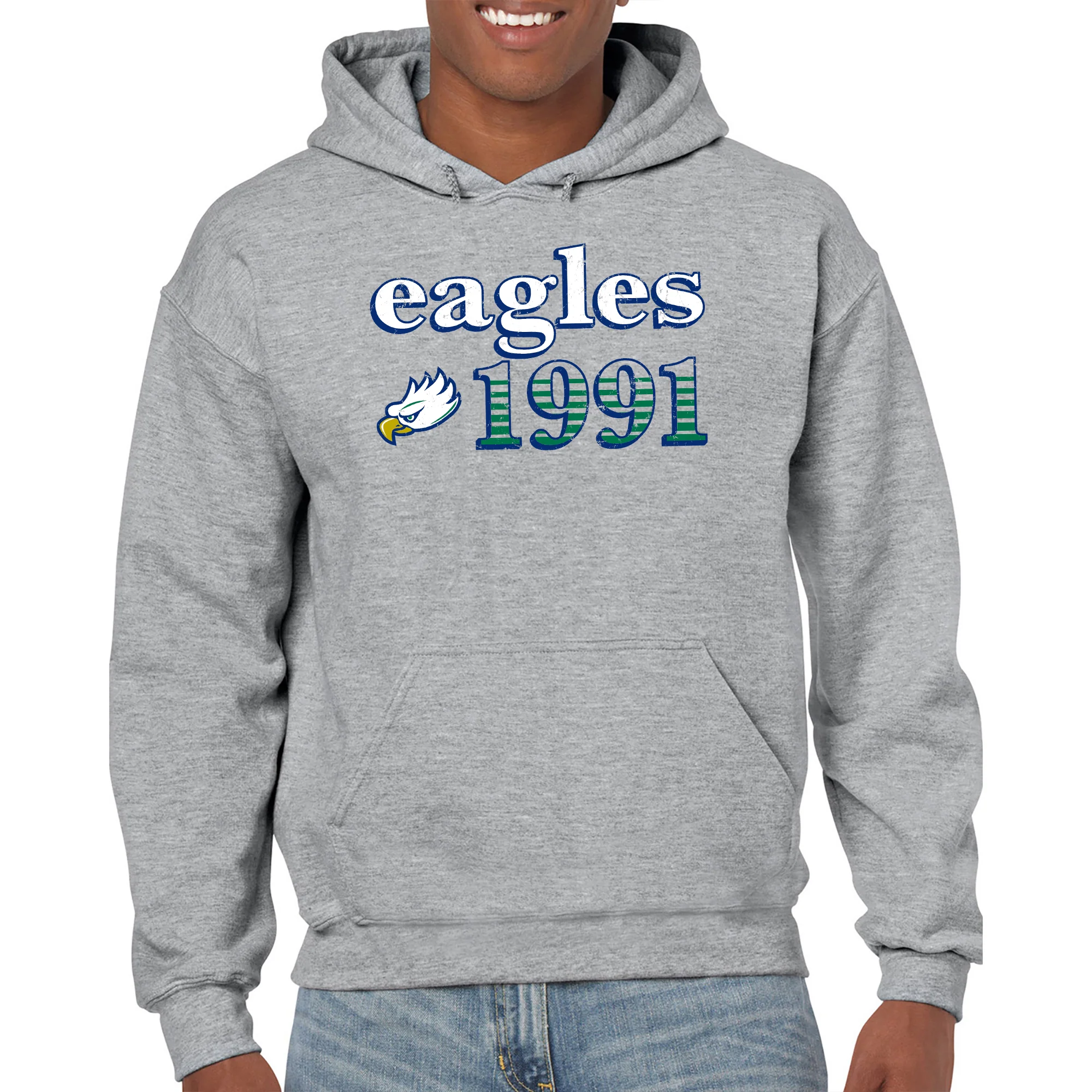 Florida Gulf Coast University Eagles Throwback Year Stripe Hoodie - Sport Grey - Image 3