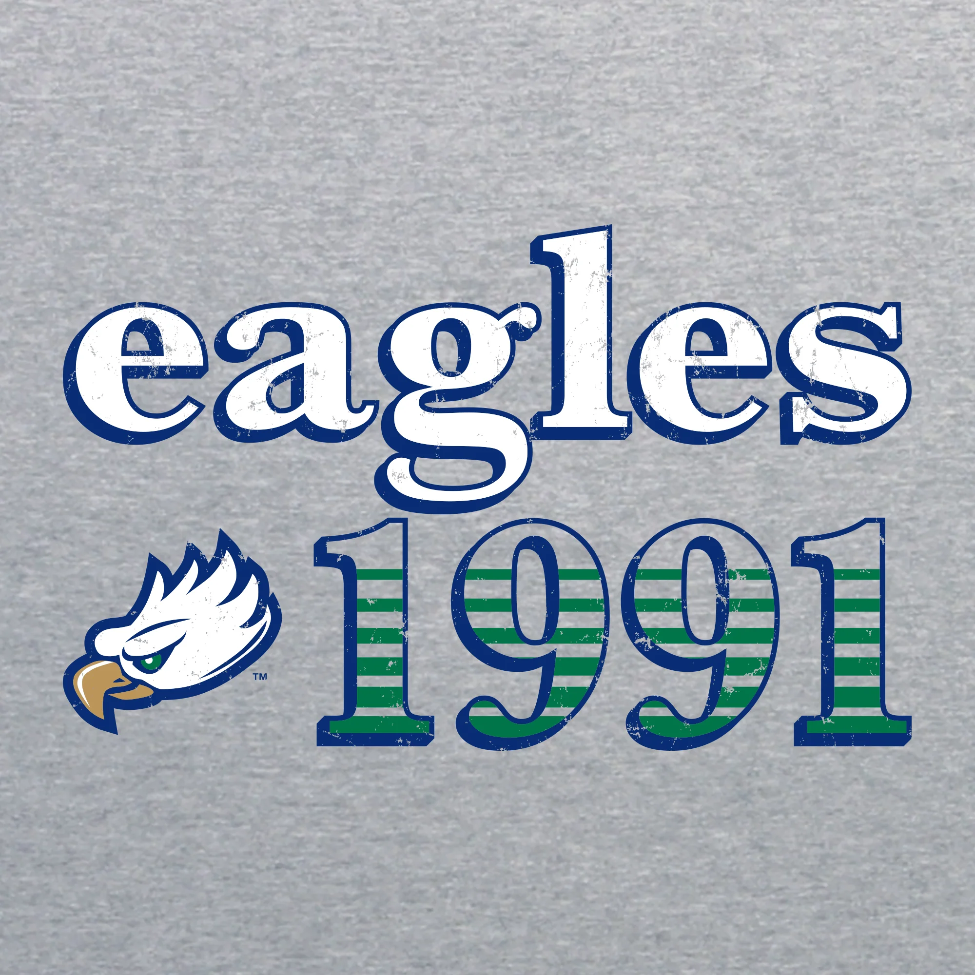 Florida Gulf Coast University Eagles Throwback Year Stripe Crewneck - Sport Grey - Image 2