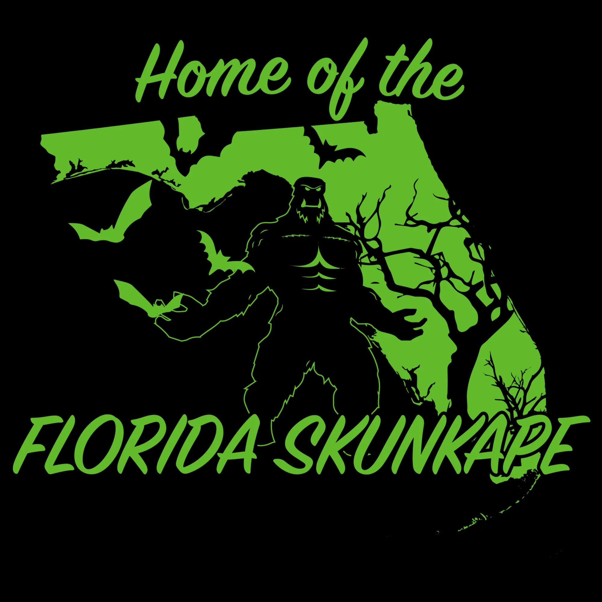 Florida Skunk Ape Cryptid T-Shirt - Black - Image 2