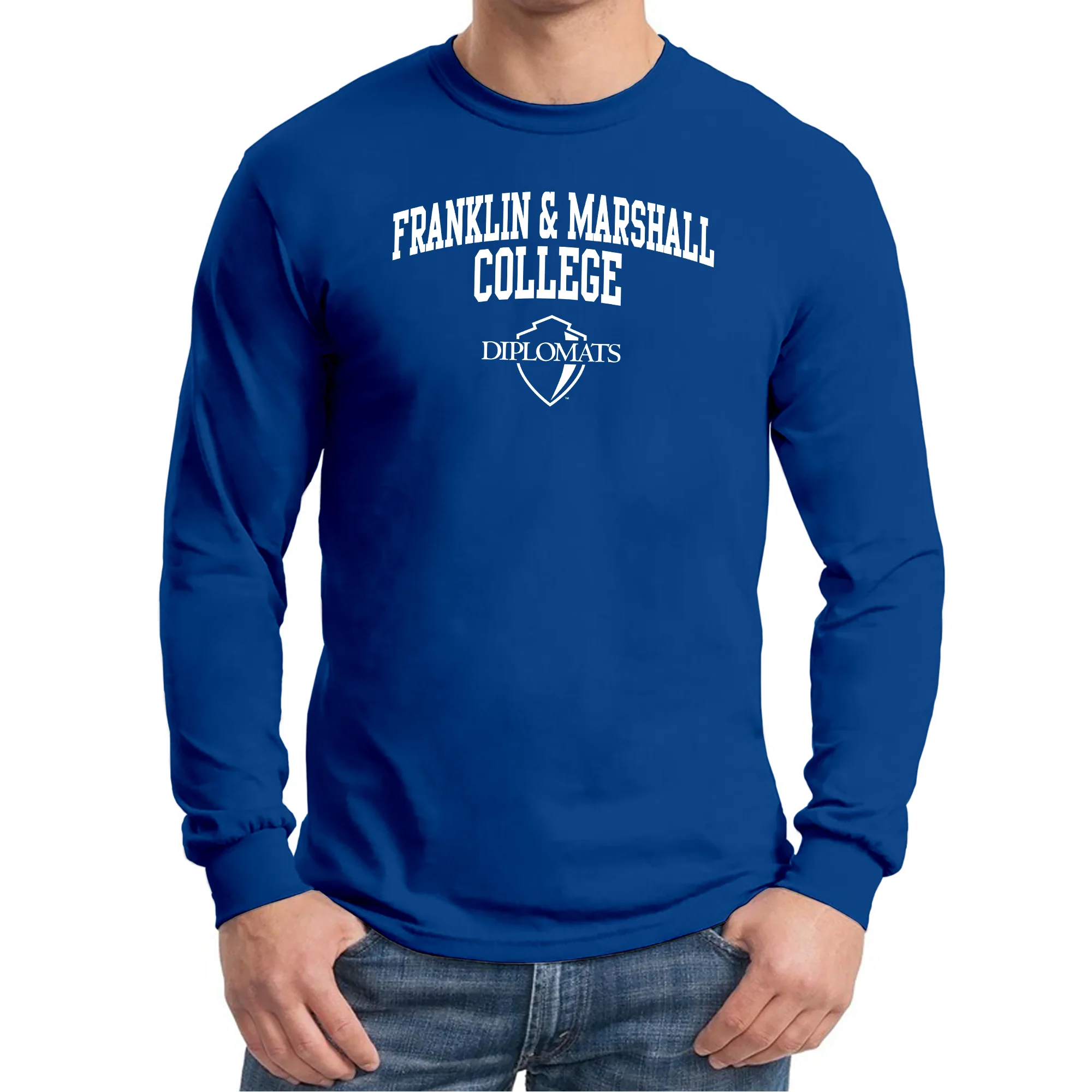Franklin & Marshall College Diplomats Arch Logo Long Sleeve - Royal - Image 3