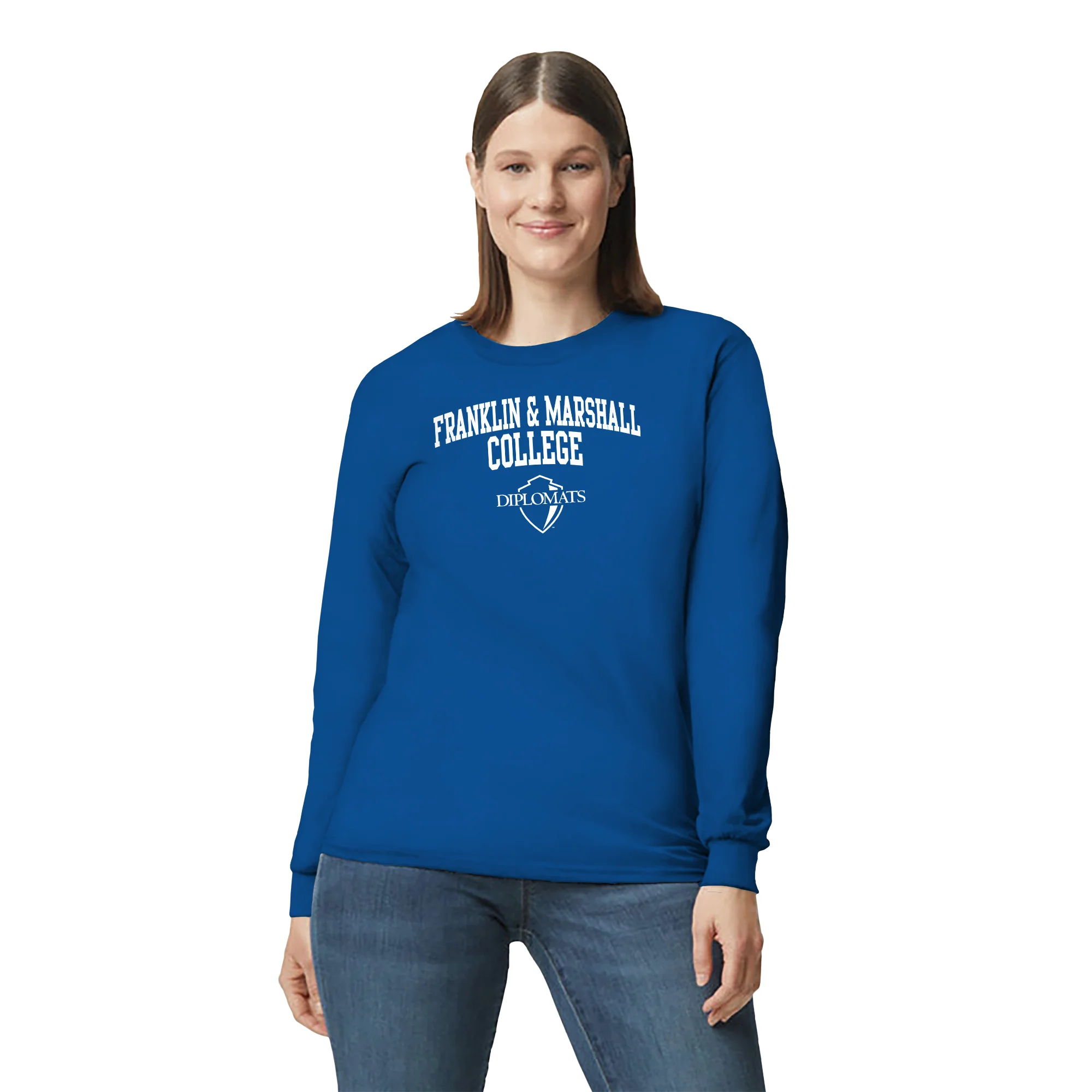 Franklin & Marshall College Diplomats Arch Logo Long Sleeve - Royal - Image 4