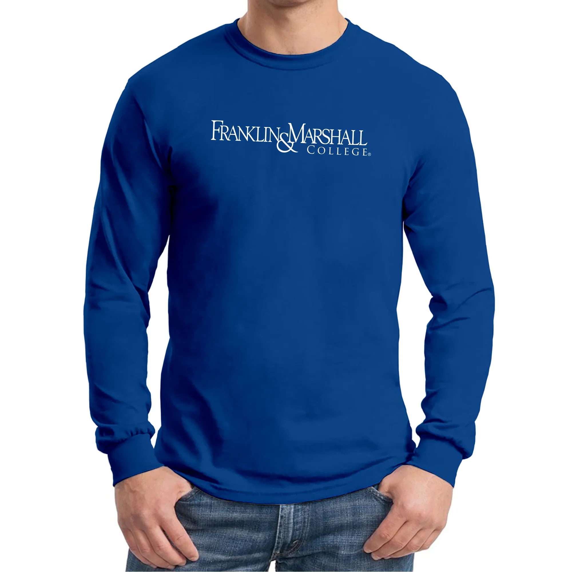 Franklin & Marshall College Diplomats Basic Block Long Sleeve T-Shirt  - Royal - Image 3