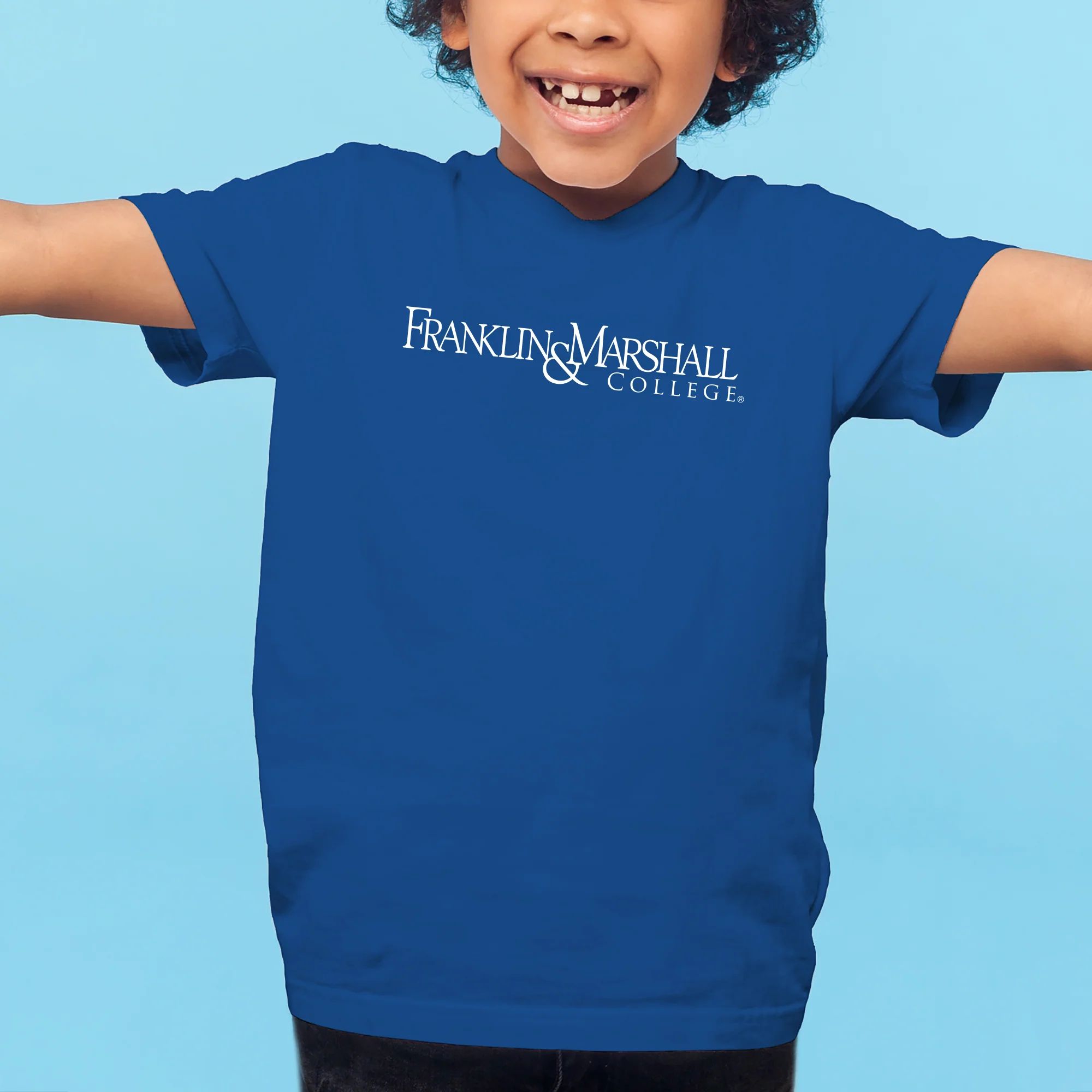 Franklin & Marshall College Diplomats Basic Block Youth T Shirt - Royal - Image 3