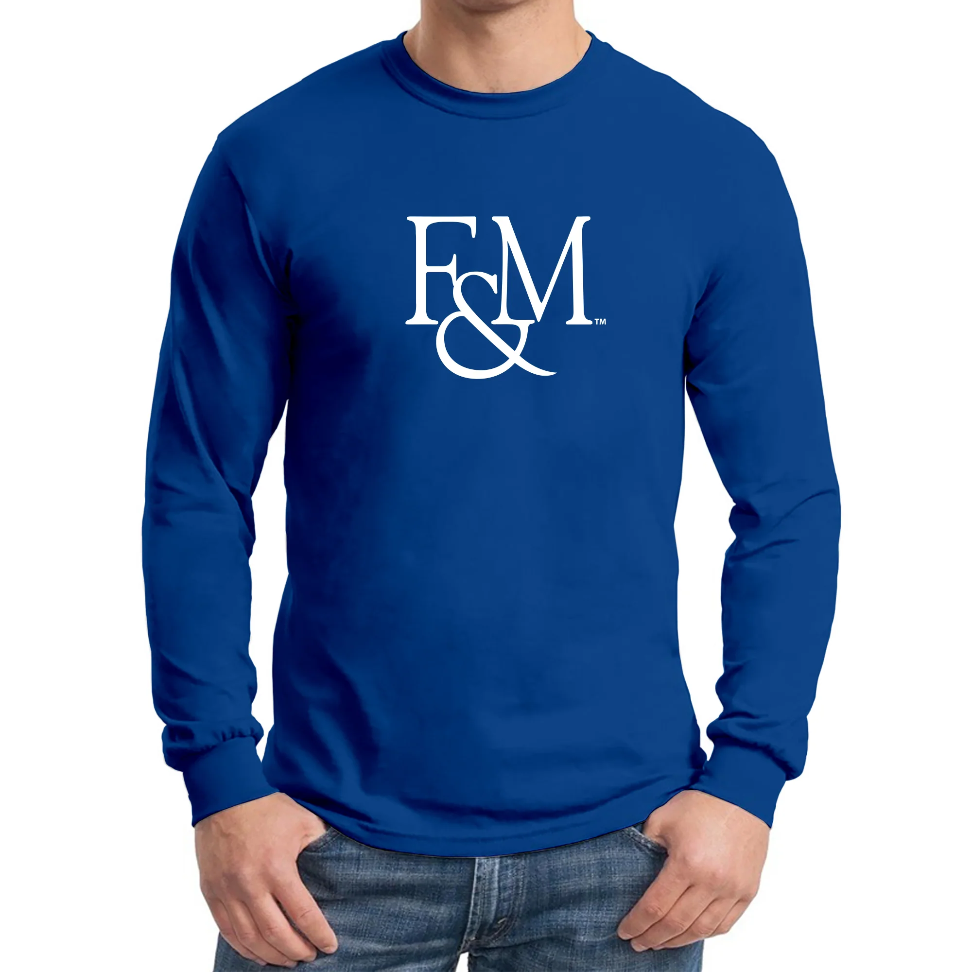 Franklin & Marshall College Diplomats Primary Logo Long Sleeve - Royal - Image 3