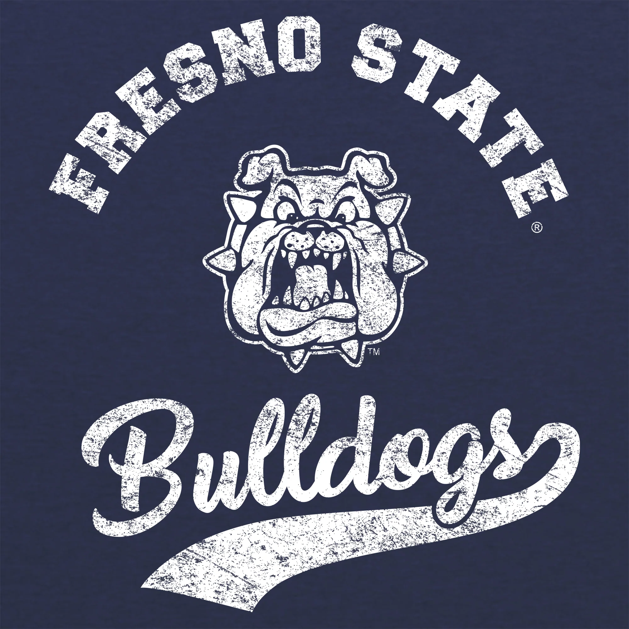 Fresno State Bulldogs Retro Script Premium Triblend T-Shirt - Vintage Navy - Image 2