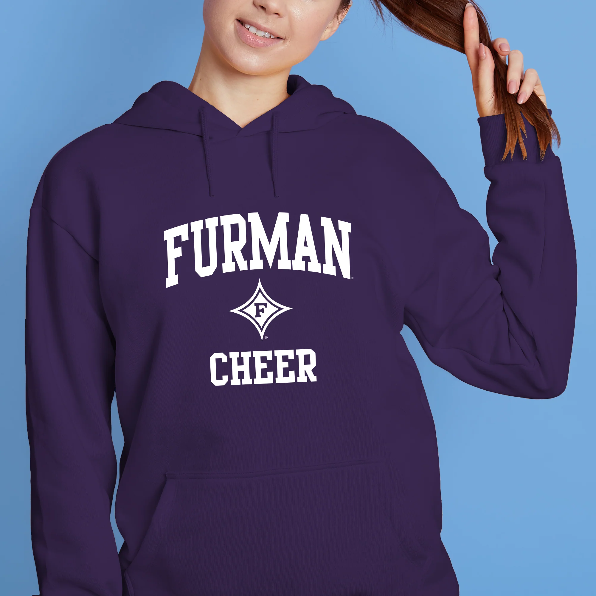 Furman Arch Logo Cheer Hoodie - Purple - Image 4