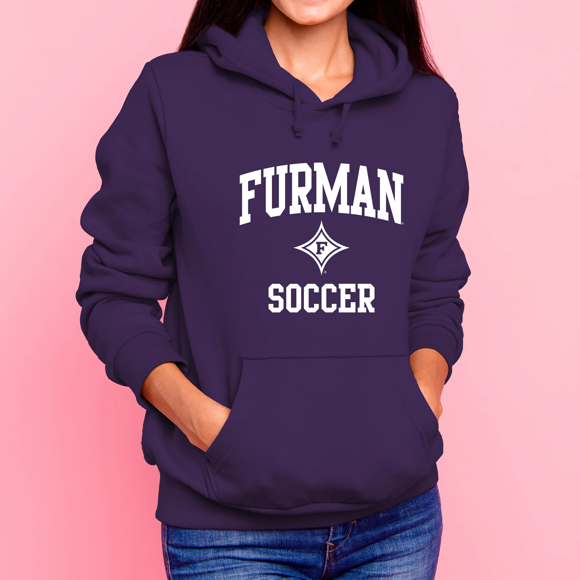 Furman Arch Logo Soccer Hoodie - Purple - Image 4