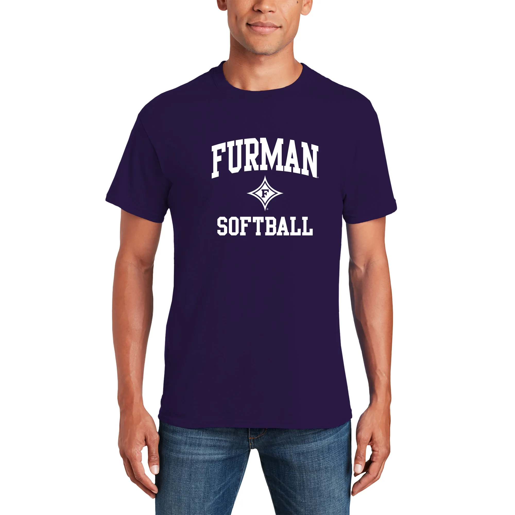 Furman Arch Logo Softball T-Shirt - Purple - Image 3