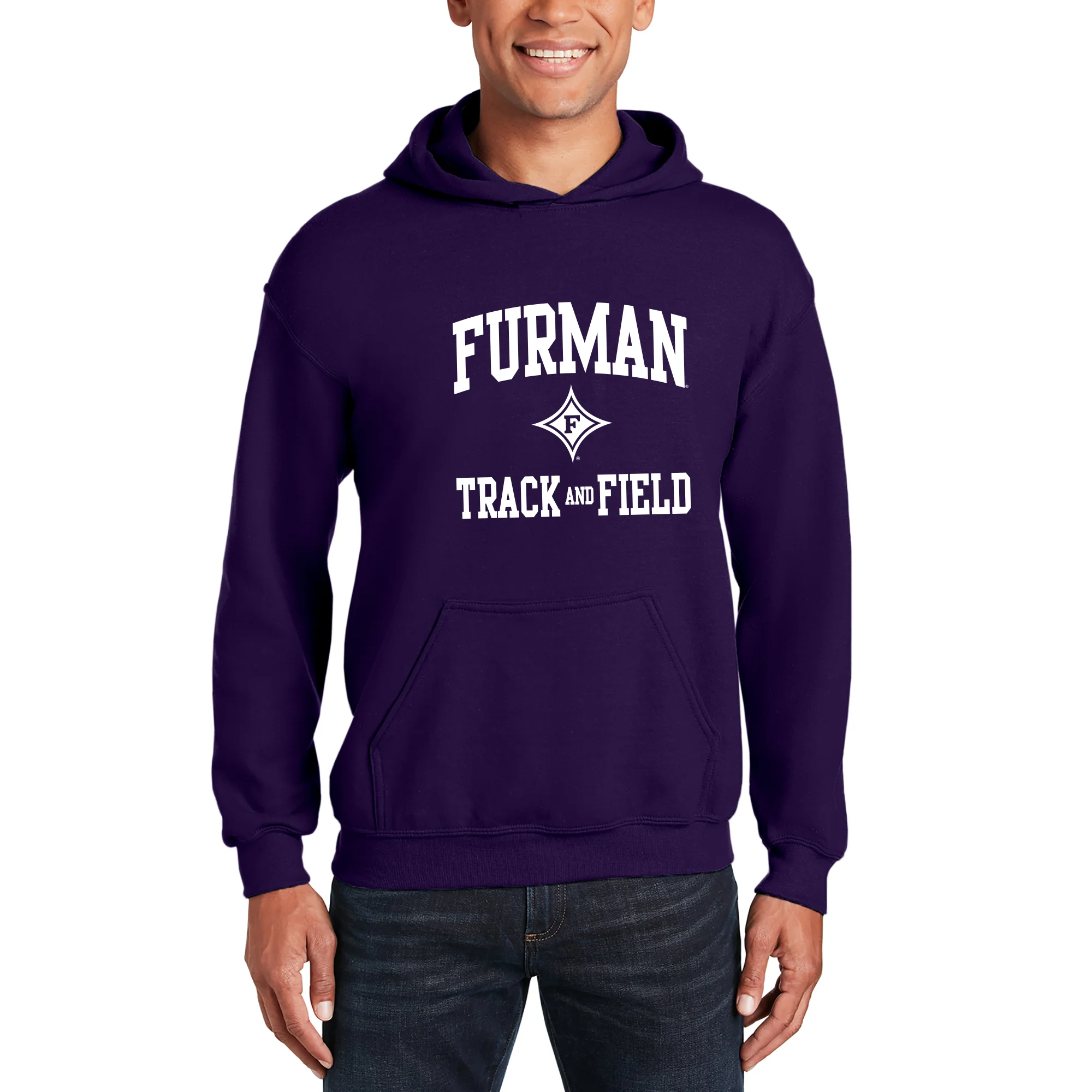 Furman Arch Logo Track & Field Hoodie - Purple - Image 3