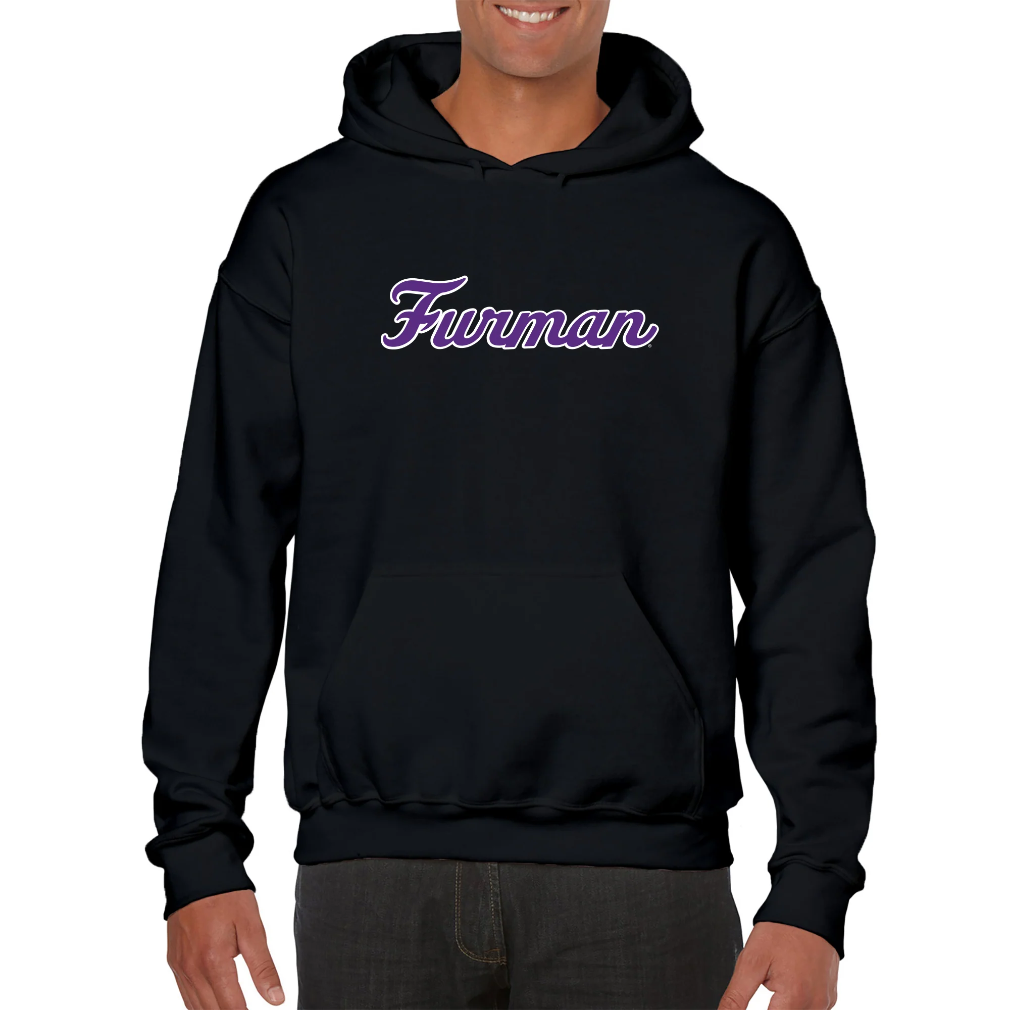 Furman Basic Script Hoodie - Black - Image 3