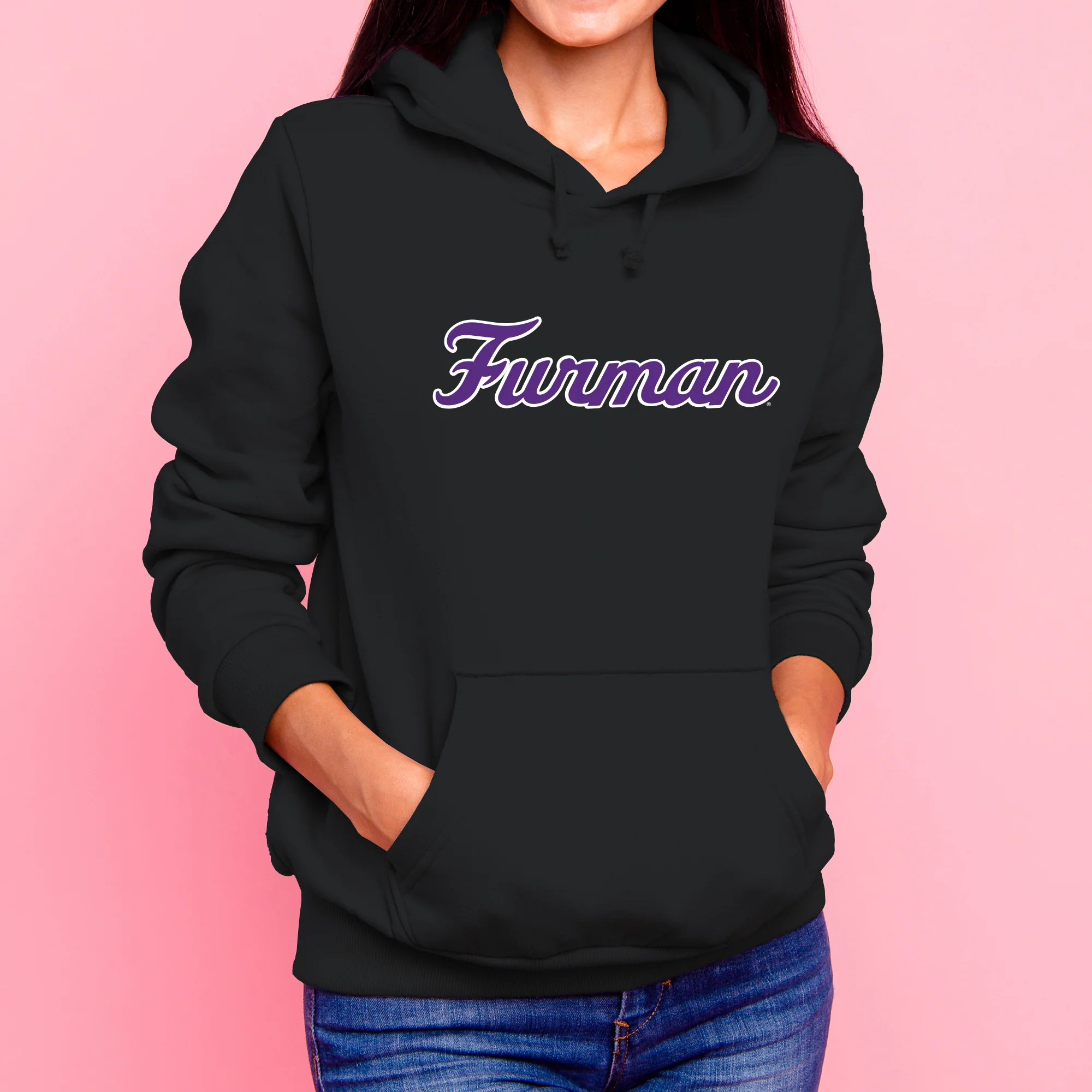 Furman Basic Script Hoodie - Black - Image 4