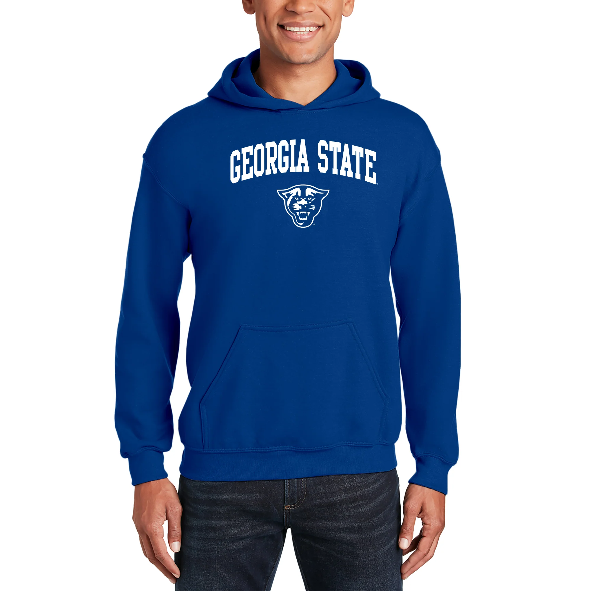 Georgia State University Panthers Arch Logo Heavy Blend Hoodie - Royal - Image 4