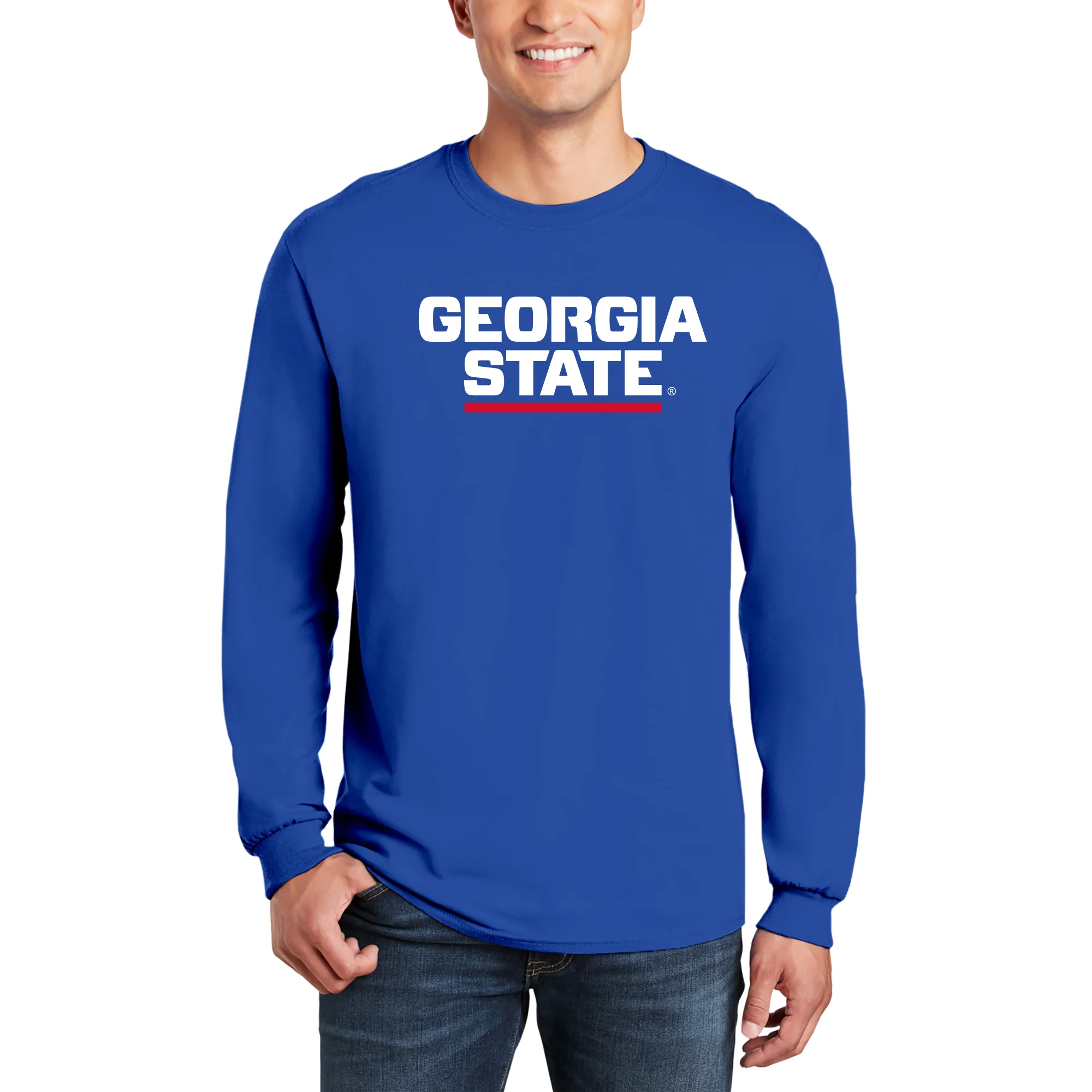 Georgia State University Panthers Basic Block Long Sleeve T-Shirt - Royal - Image 3