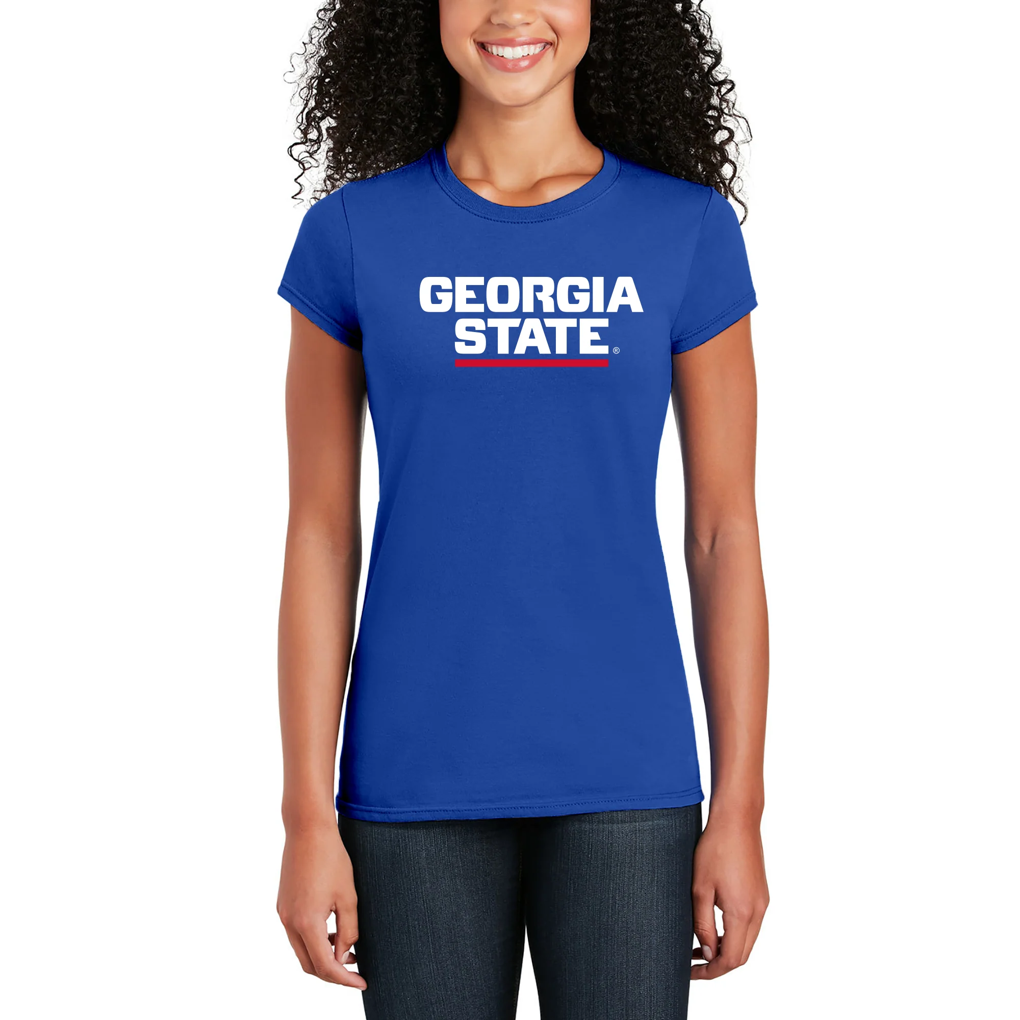Georgia State University Panthers Basic Block Womens Short Sleeve T Shirt - Royal - Image 3