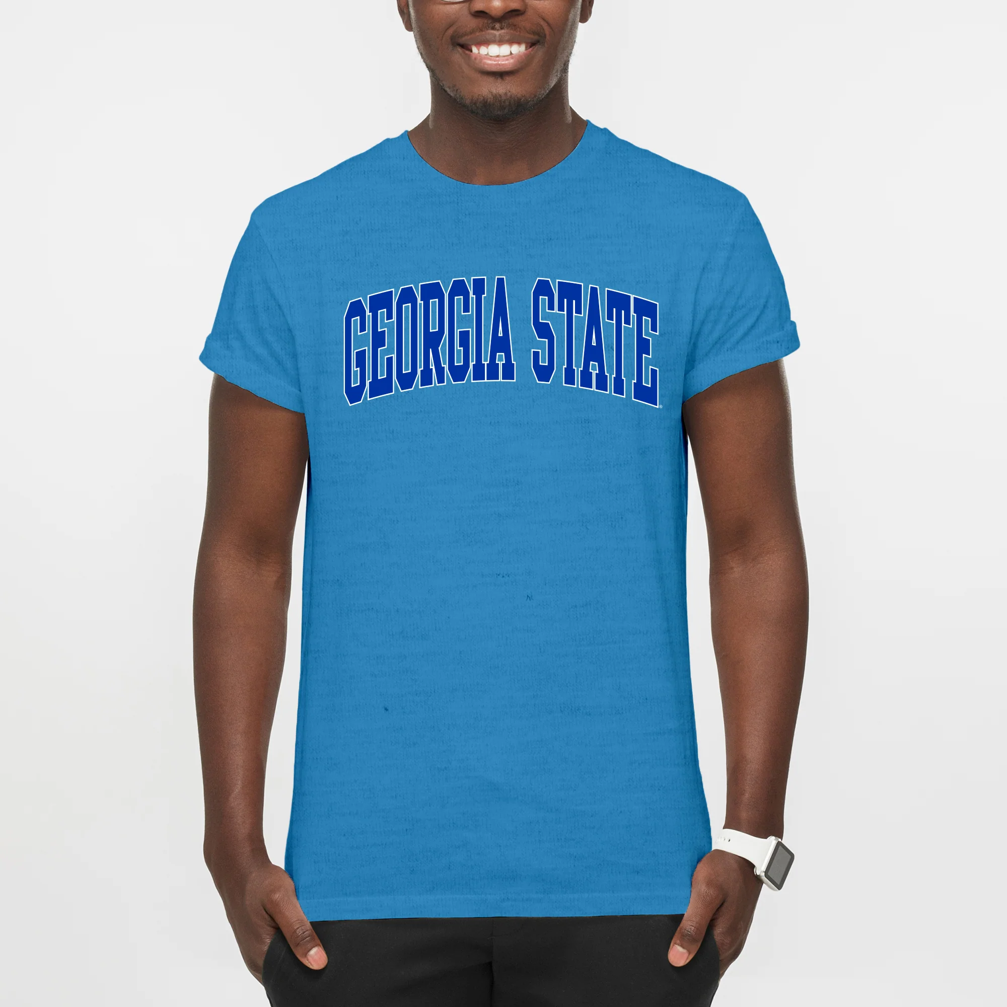 Georgia State Panthers Mega Arch T-Shirt - Heather Sapphire - Image 3